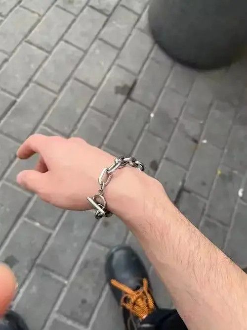 Japanese Brand Link Chain Bracelet 2000s Chrome Y2K Punk Skater Grunge Size ONE SIZE - 2 Thumbnail