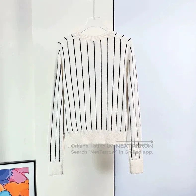 Chanel Chanel 23P black and white striped cashmere knit sweater Size XS / US 0-2 / IT 36-38 - 2 Thumbnail