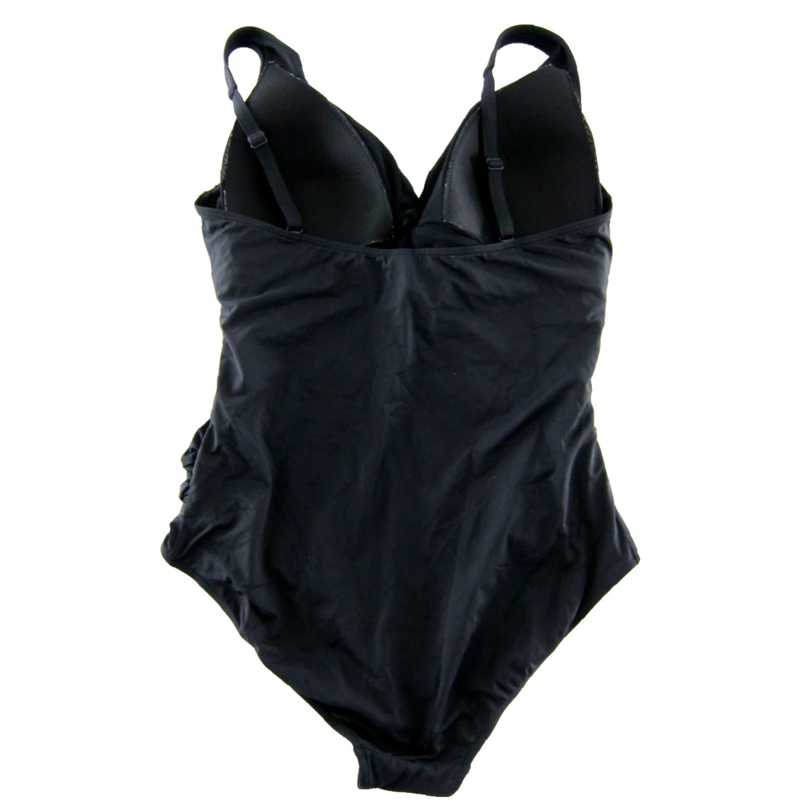 Vintage Sea Level Australia Black One Piece Swimsuit US Size 14 V-Neck Slimming Padded Built-In Bra Women's Pattern: Solid 90s Beach Theme Size ONE SIZE - 2 Thumbnail