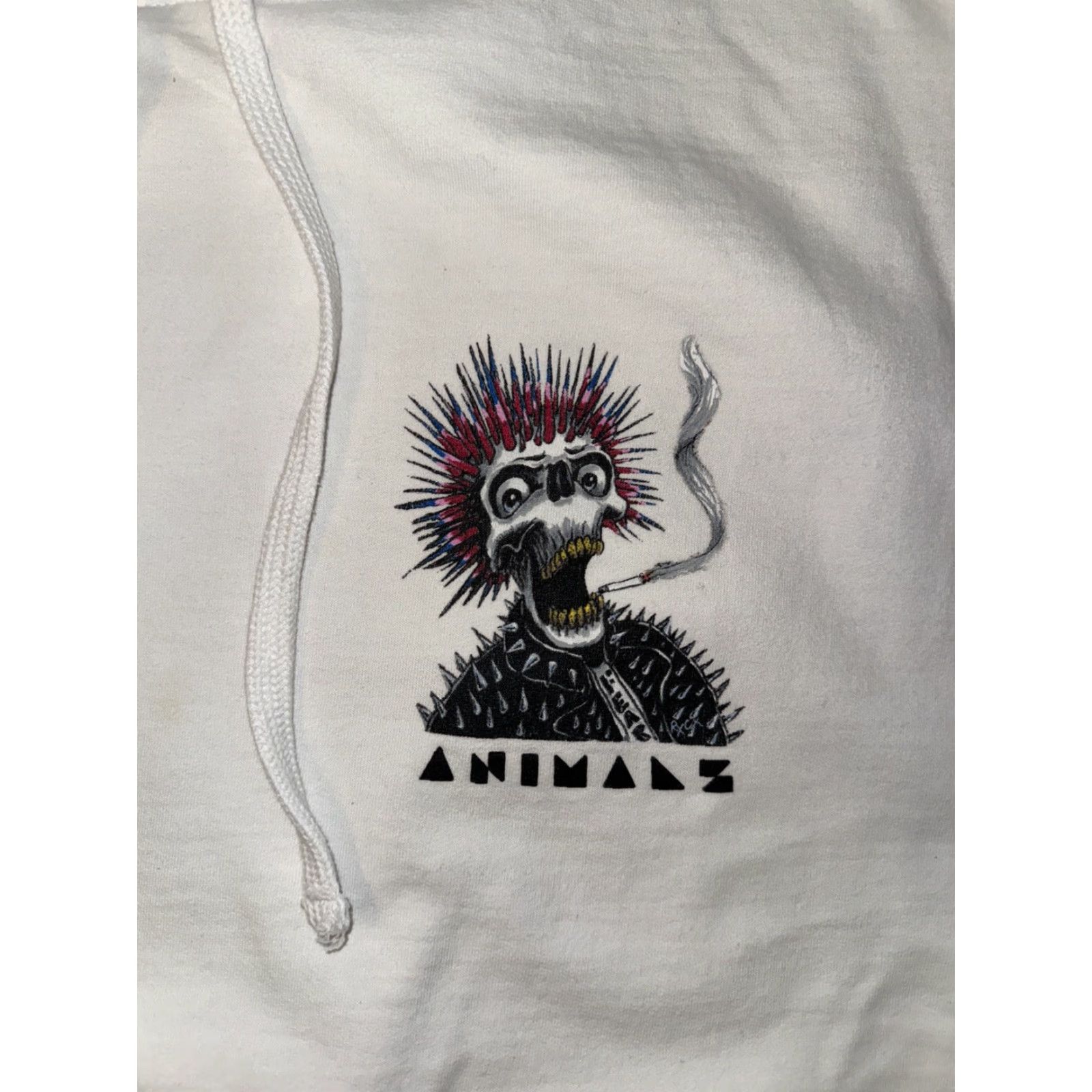 Vintage VINTAGE Anmals Magazine Hoodie Skull White L Mens Pullover 90s Flames Size US L / EU 52-54 / 3 - 3 Thumbnail
