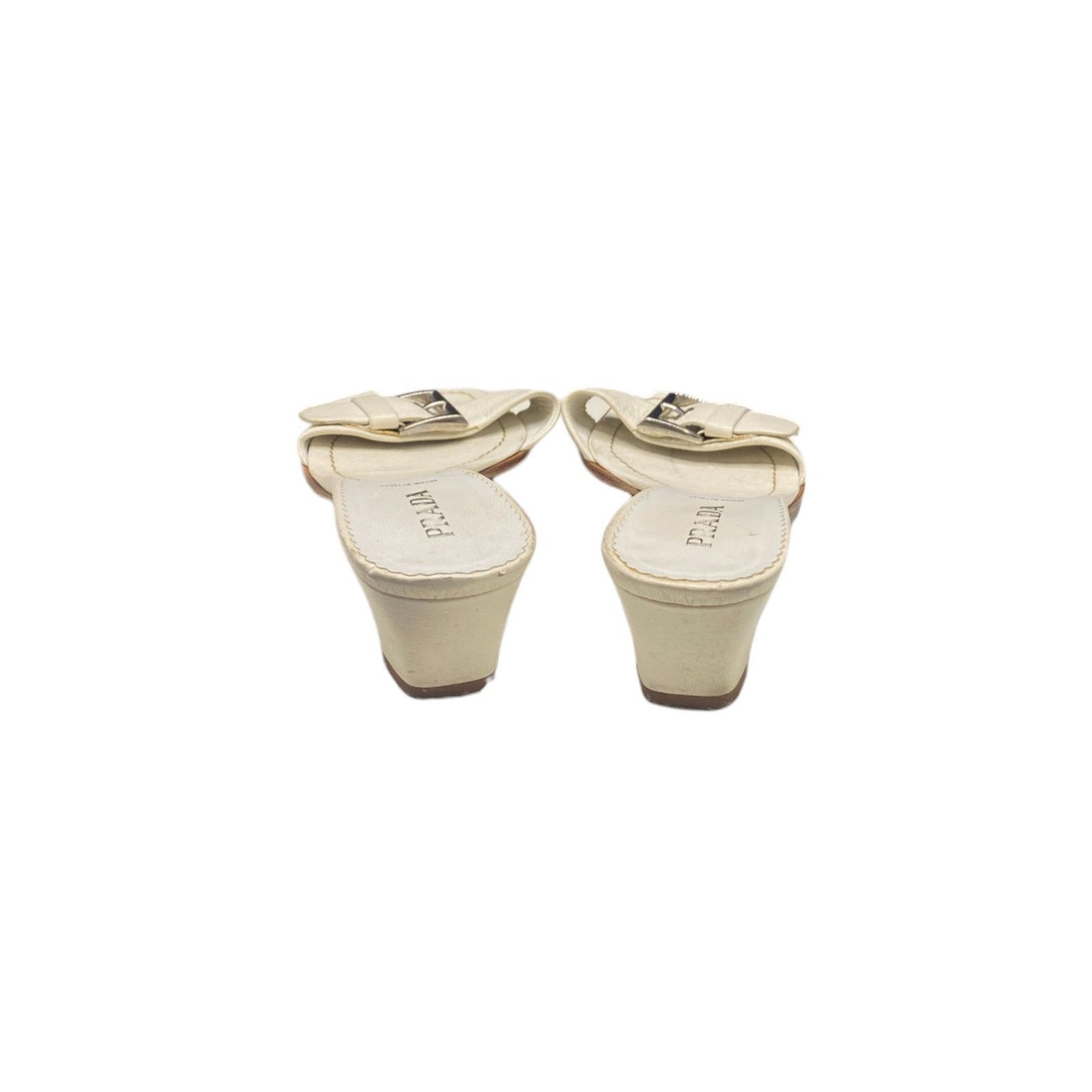Prada White Leather Buckle Sandals Size US 9 / IT 39 - 4 Thumbnail