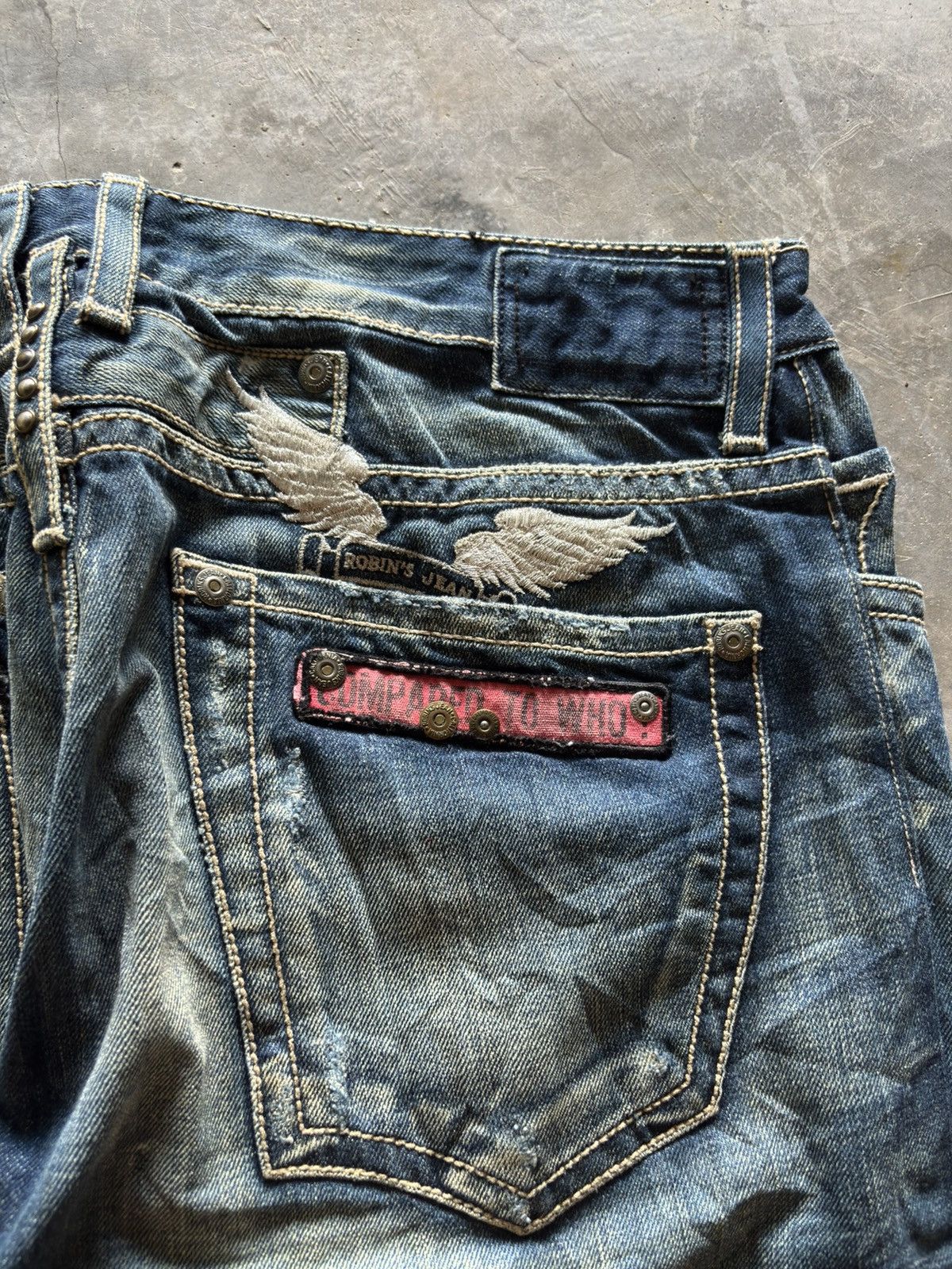 Robins Jeans ROBINS JEANS slim jeans cross wing back patches rapper Size US 34 / EU 50 - 15 Thumbnail