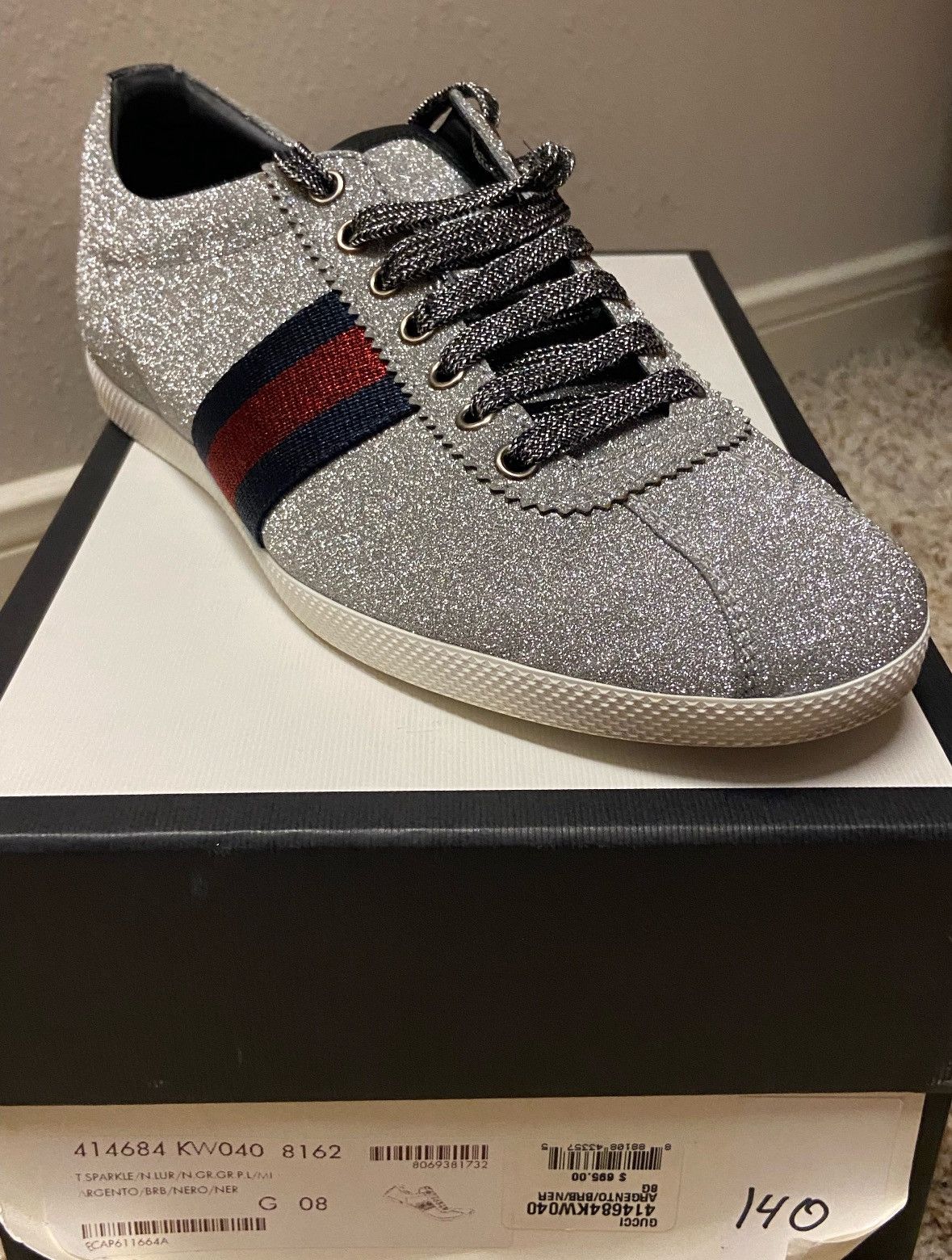 Gucci Gucci Glitter Silver Striped Sneakers Bambi Size US 8.5 / EU 41-42 - 1 Thumbnail