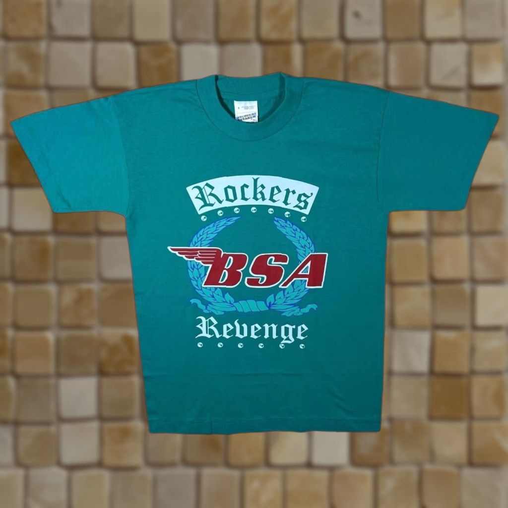 Vintage VINTAGE Screen Stars T-Shirt Rockers Revenge Graphic Turquoise Biker Spellout Short Sleeve S Mens Size US S / EU 44-46 / 1 - 1 Thumbnail