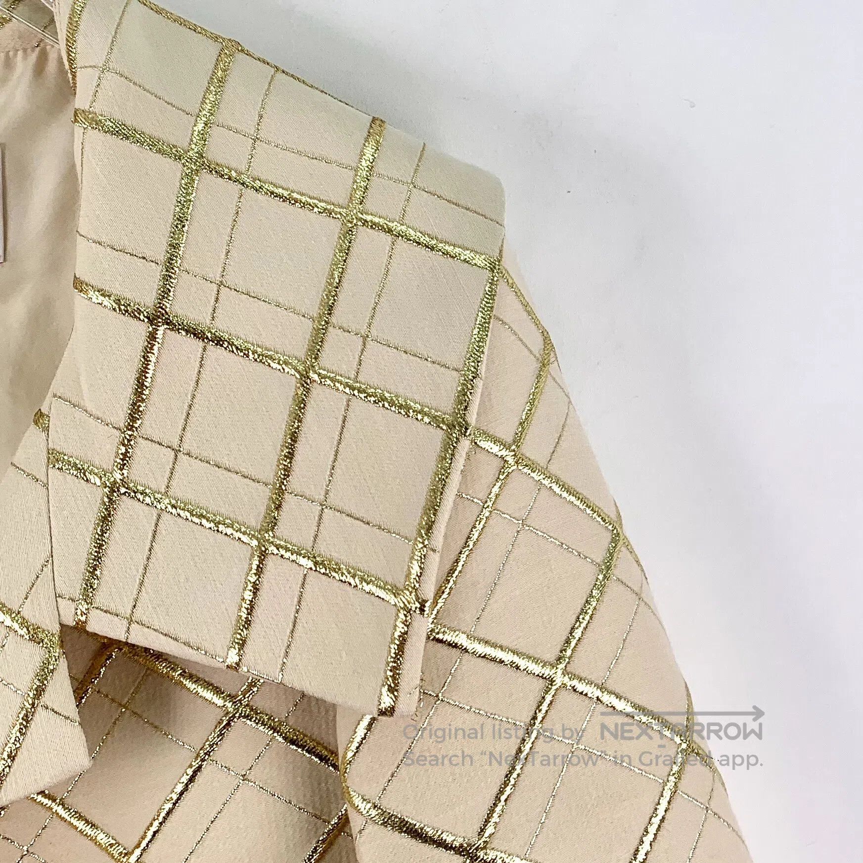 Valentino Valentino Light Yellow Diamond Metallic Wool Collar Long S Size M / US 6-8 / IT 42-44 - 3 Thumbnail