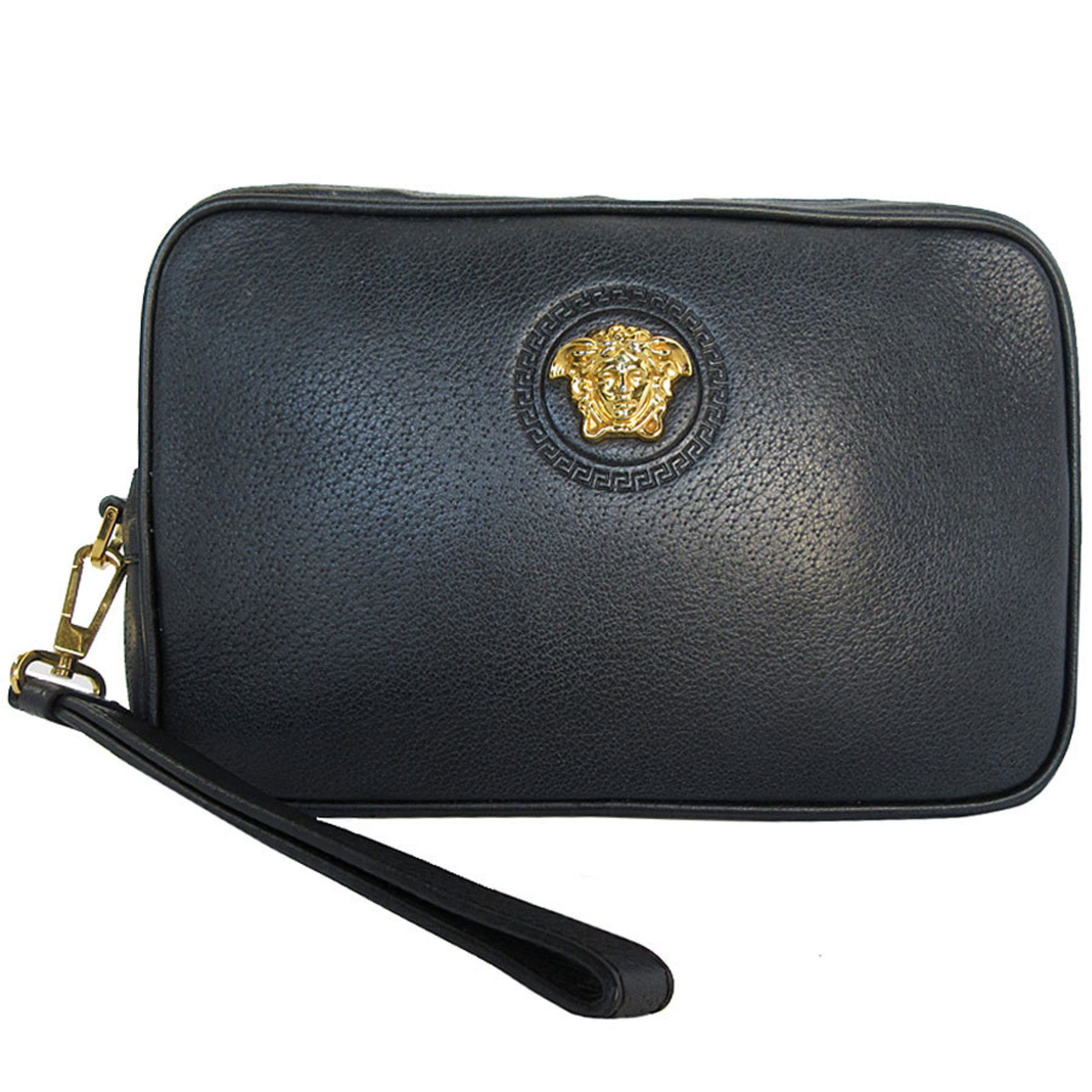 Versace Versace clutch bag Medusa leather black gold men's s0481a Size ONE SIZE - 1 Thumbnail