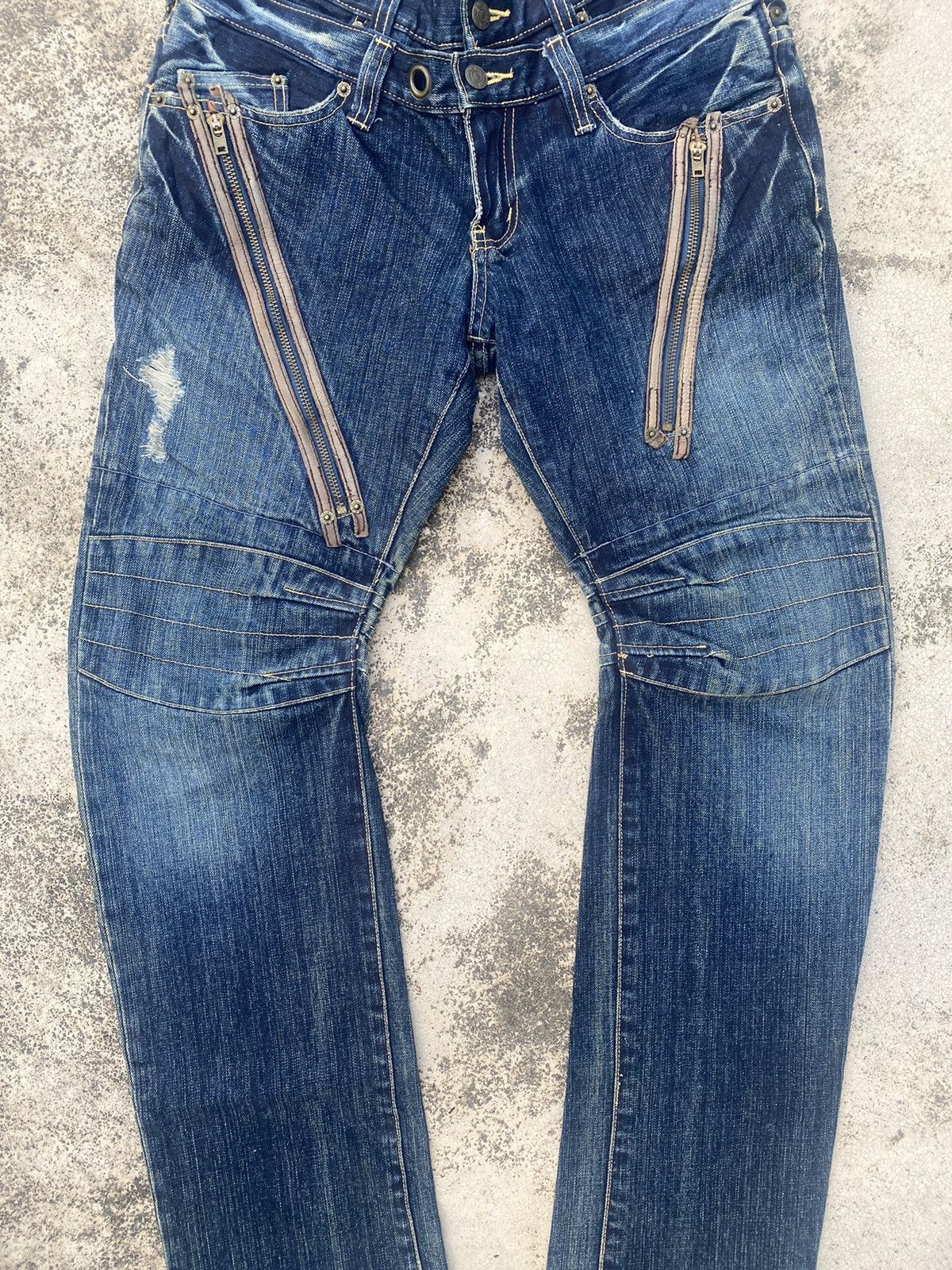 If Six Was Nine × Japanese Brand × PPFM PPFM Double Waist Distressed Zipper Denim Jeans Size US 31 - 7 Thumbnail