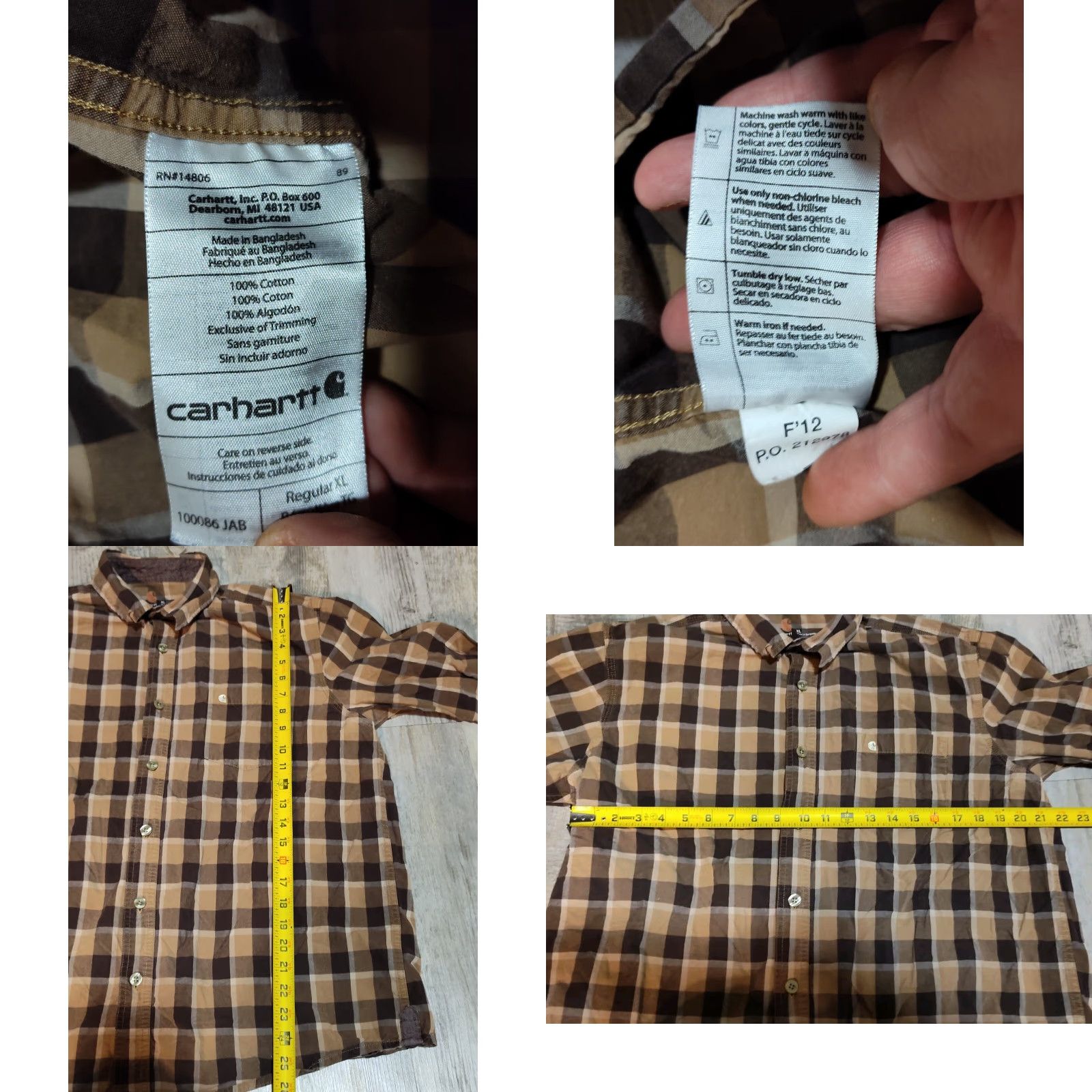 Carhartt VINTAGE Carhartt Shirt Flannel Long Sleeve Button-Up Brown Plaid 2XL Men Workwear Cotton Brown Tan Plaid 90s Outdoor Size US XXL / EU 58 / 5 - 8 Thumbnail