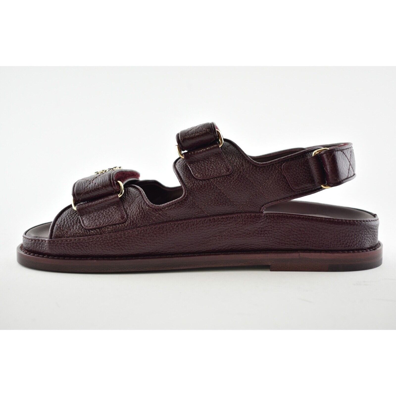 Chanel Chanel 21C Burgundy Red Caviar Gold CC Logo Mule Slide Size US 7.5 / IT 37.5 - 9 Thumbnail
