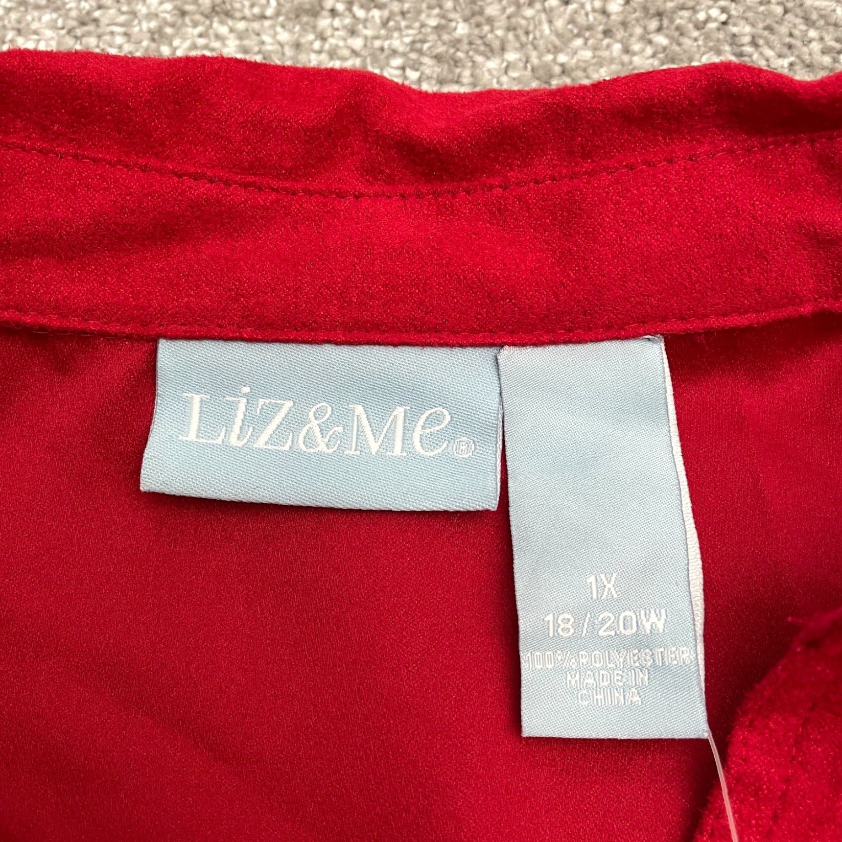 Vintage Liz & Me Shirt Womens XL Red Long Sleeve Button-Up Embroidered Studded NWT New Velvet Suede Fashion? Size XL / US 12-14 / IT 48-50 - 4 Thumbnail