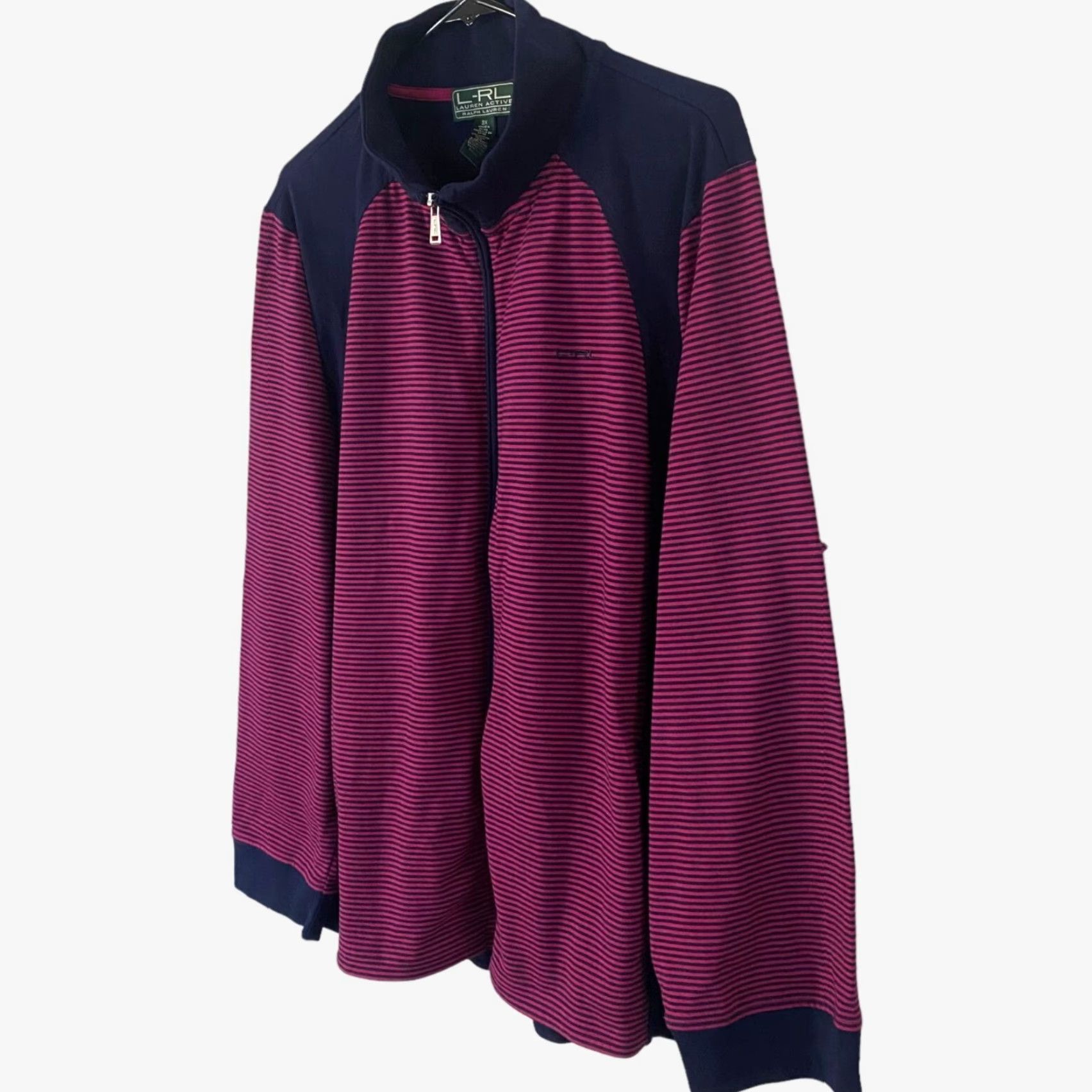 Ralph Lauren VINTAGE Lauren Ralph Lauren Jacket Womens Plus 3X Pink Stripe Full-Zip Cotton Blend Y2K Striped Size XXL / US 16-18 / IT 52-54 - 2 Thumbnail