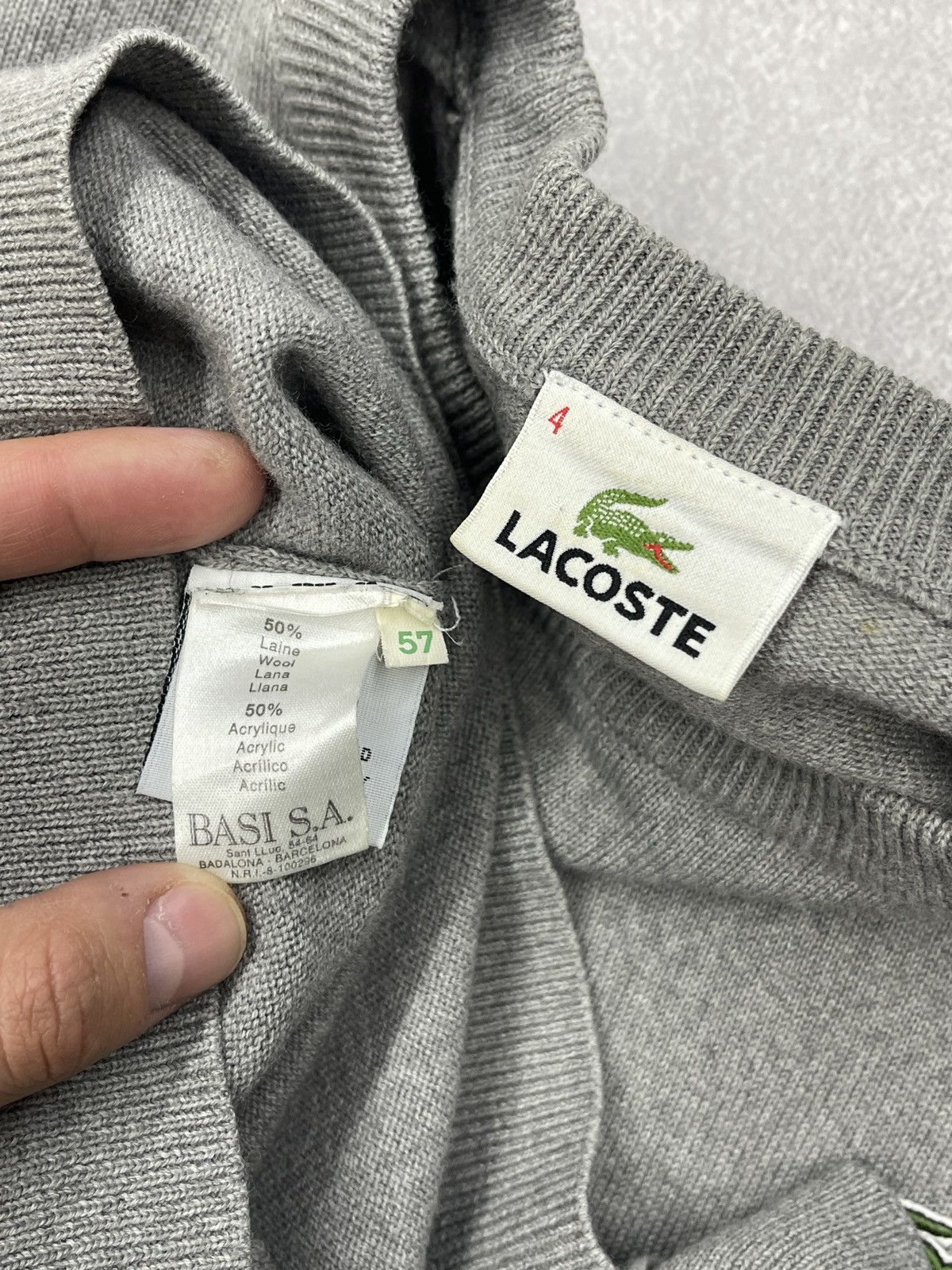 Lacoste Mens Lacoste Wool Sweater Grey Y2K France Designer Vintage Size US M / EU 48-50 / 2 - 6 Thumbnail