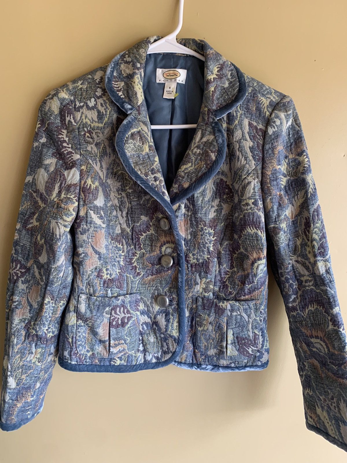 Robert Talbott × Talbots × Vintage Vintage Blazer Talbots Petites floral blue green pattern Size M / US 6-8 / IT 42-44 - 1 Thumbnail