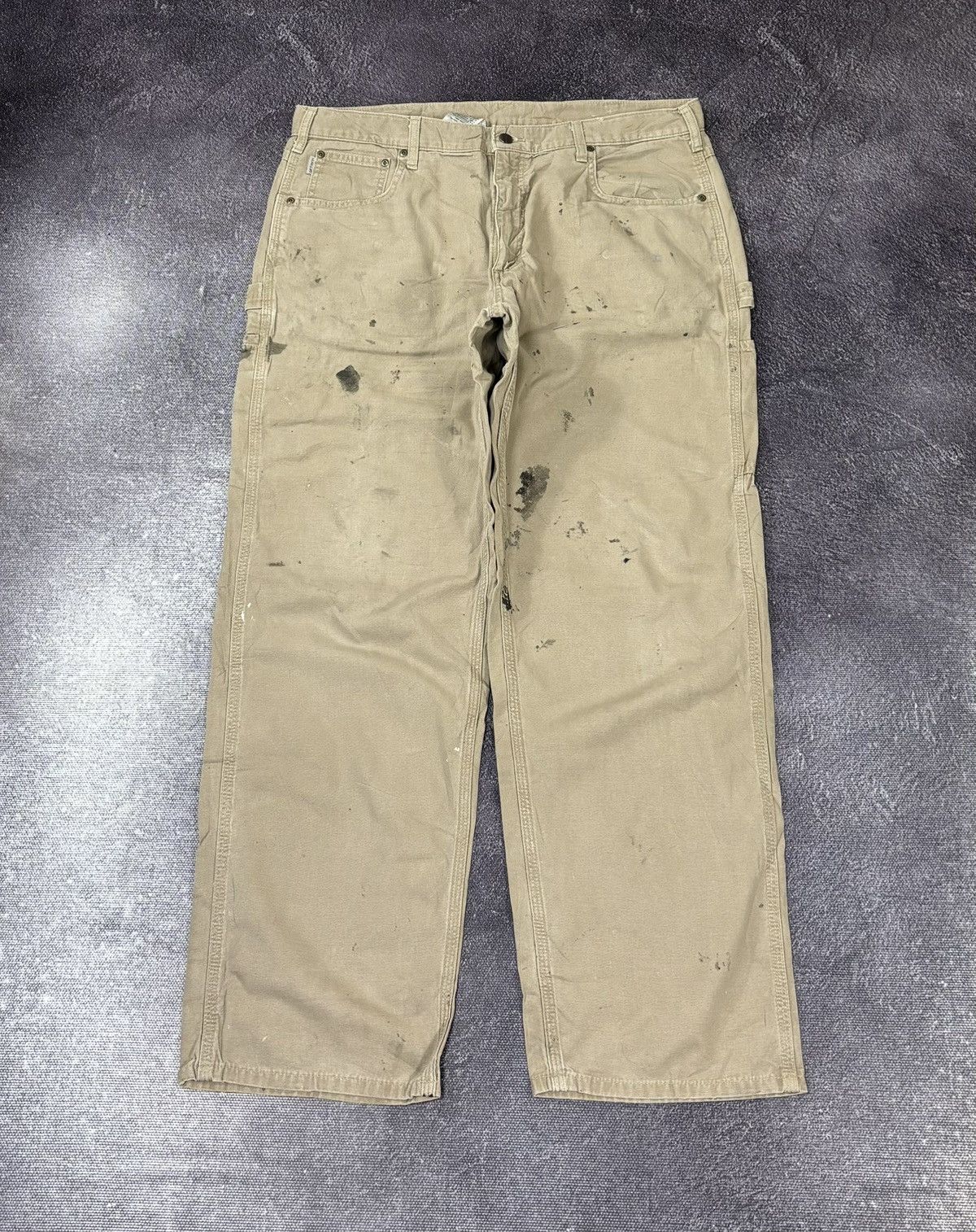 Carhartt Vintage 90s Carhartt Cream Work Hype Carpenter Baggy Pants Size US 38 / EU 54 - 2 Thumbnail
