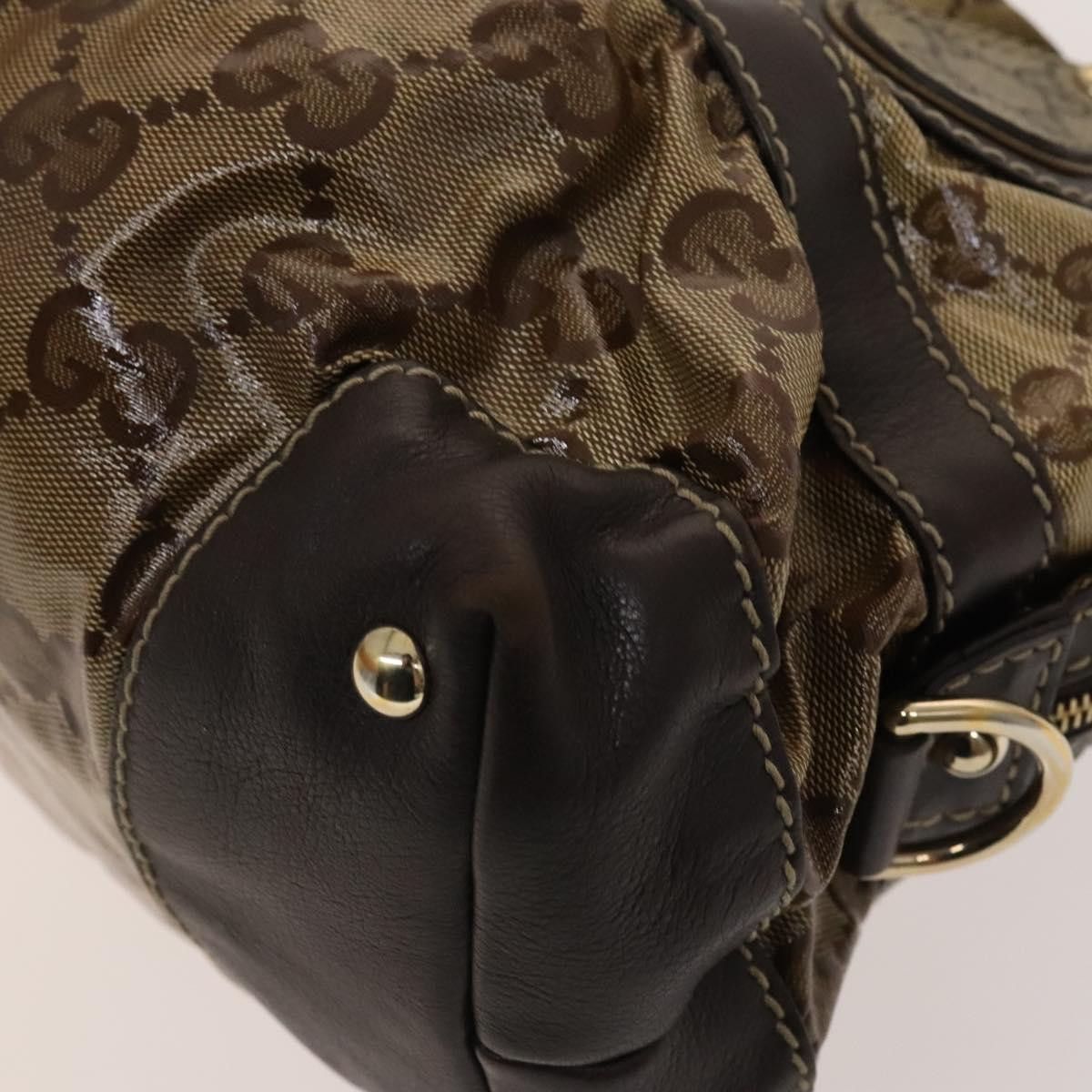Gucci GUCCI GG Crystal Hand Bag Coated Canvas Brown Gold Size ONE SIZE - 10 Thumbnail