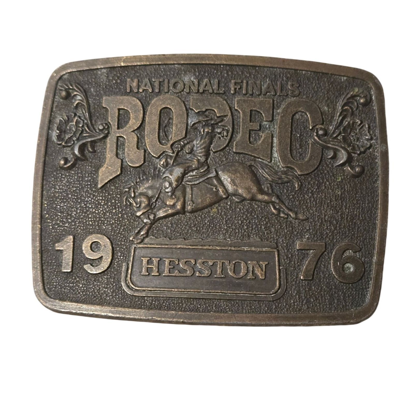 Other 1976 Hesston Rodeo Belt Buckle Vintage NFR Saddle Bronc Cowb Size ONE SIZE - 5 Thumbnail