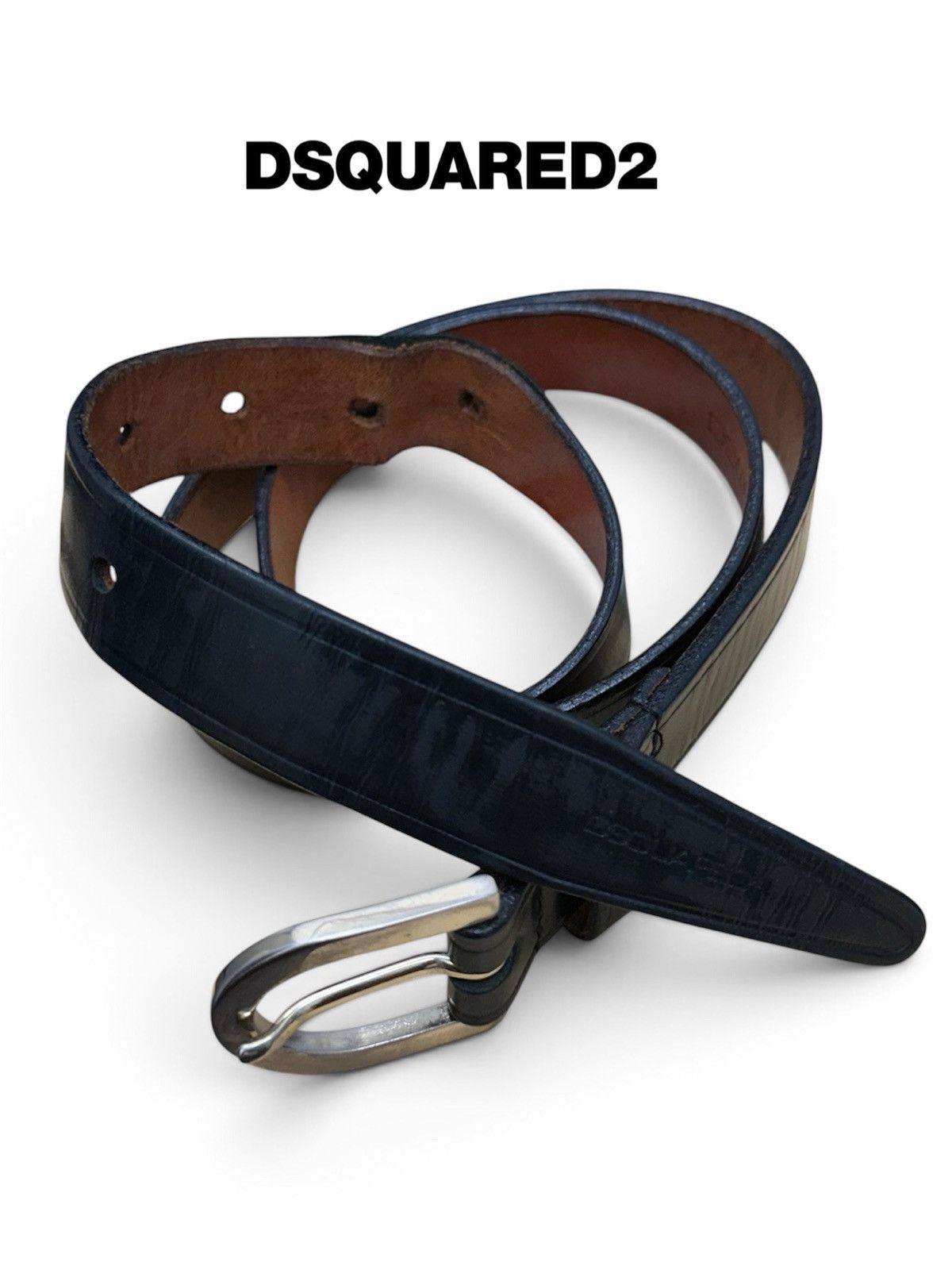 Dsquared2 Dsquared Leather belt hawaii design pure steel buckel