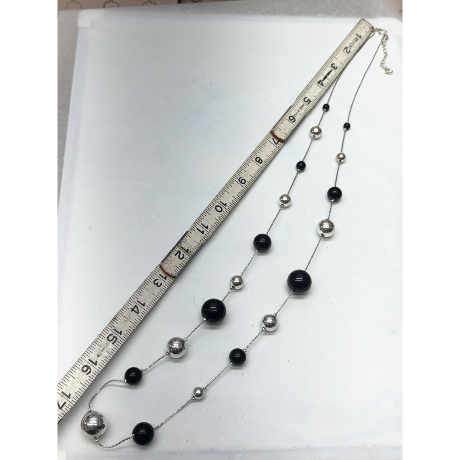Vintage Vintage black and silver beaded chain necklace Size ONE SIZE - 3 Thumbnail