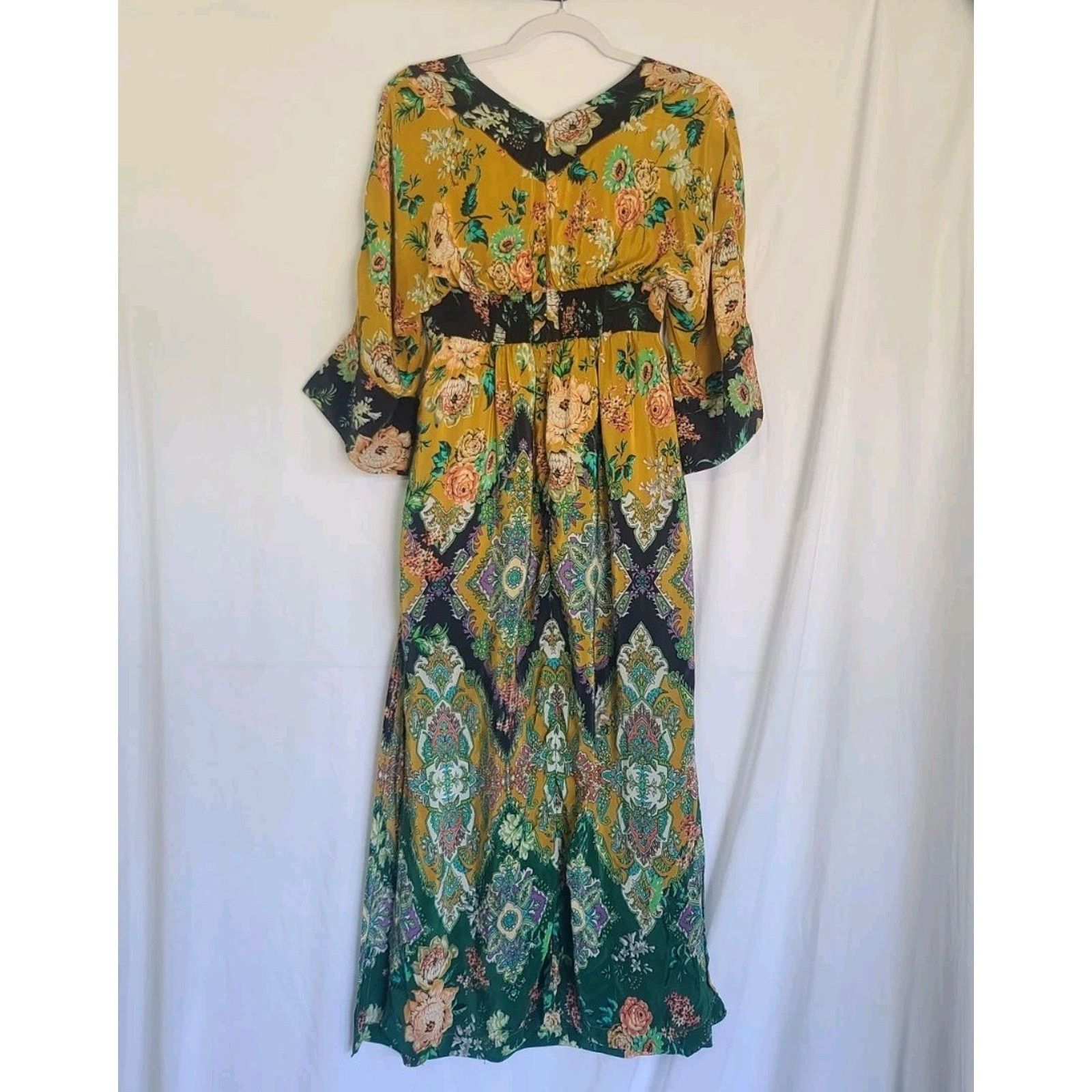 Anthropologie Anthropologie Floral Multicolor V-Neck Maxi Dress 00P Size XXS / US 00 / IT 34 - 6 Thumbnail