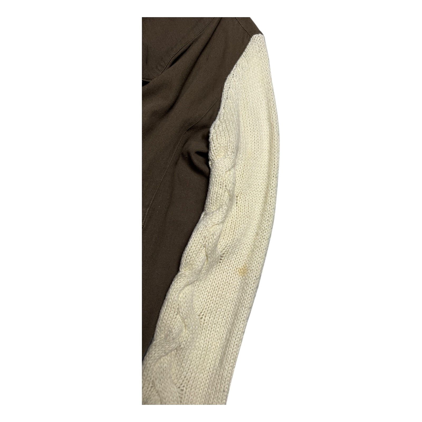 Designer ELLISON Khaki Knit Sleeve Casual Sweater Jacket Shacket L Size L / US 10 / IT 46 - 7 Thumbnail