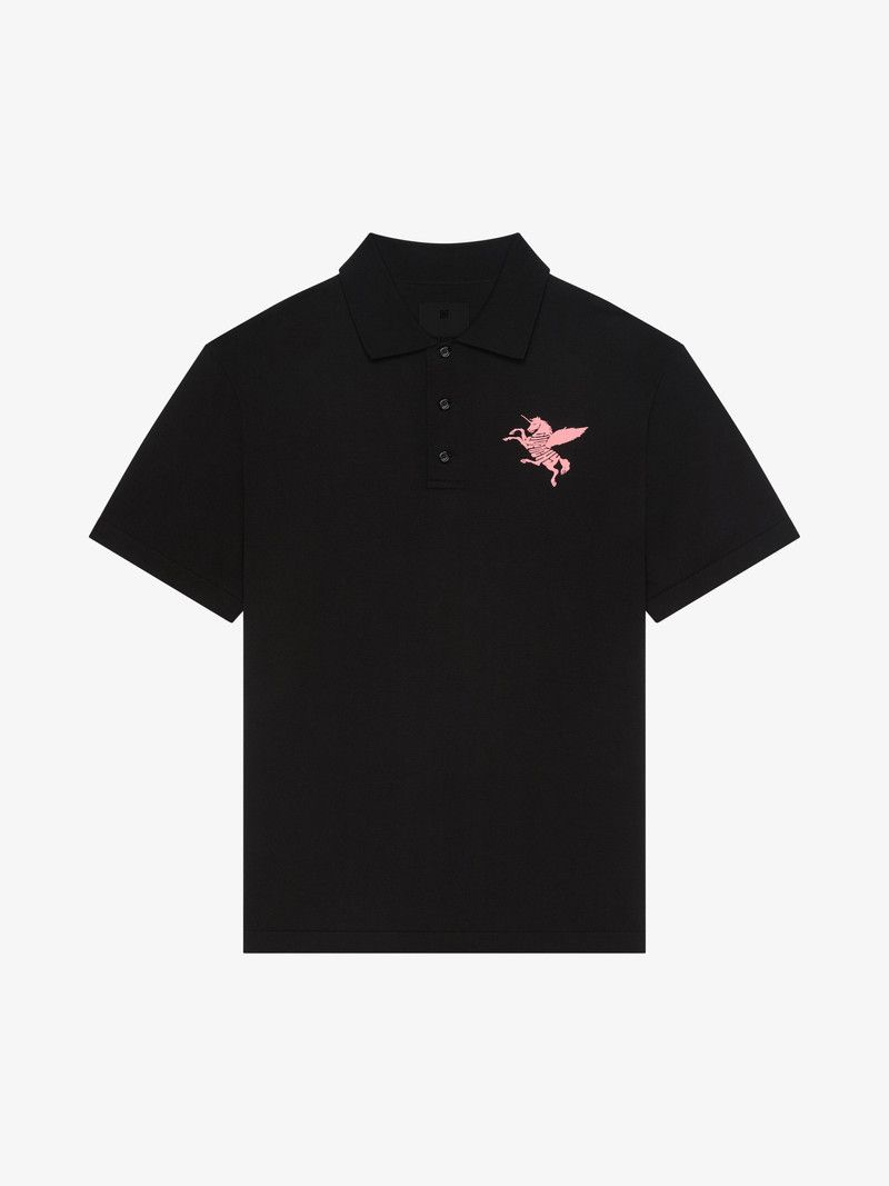 Givenchy o1n1vont0326 Polo In Knit With Unicorn Embroideryin Black Size US M / EU 48-50 / 2 - 1 Thumbnail