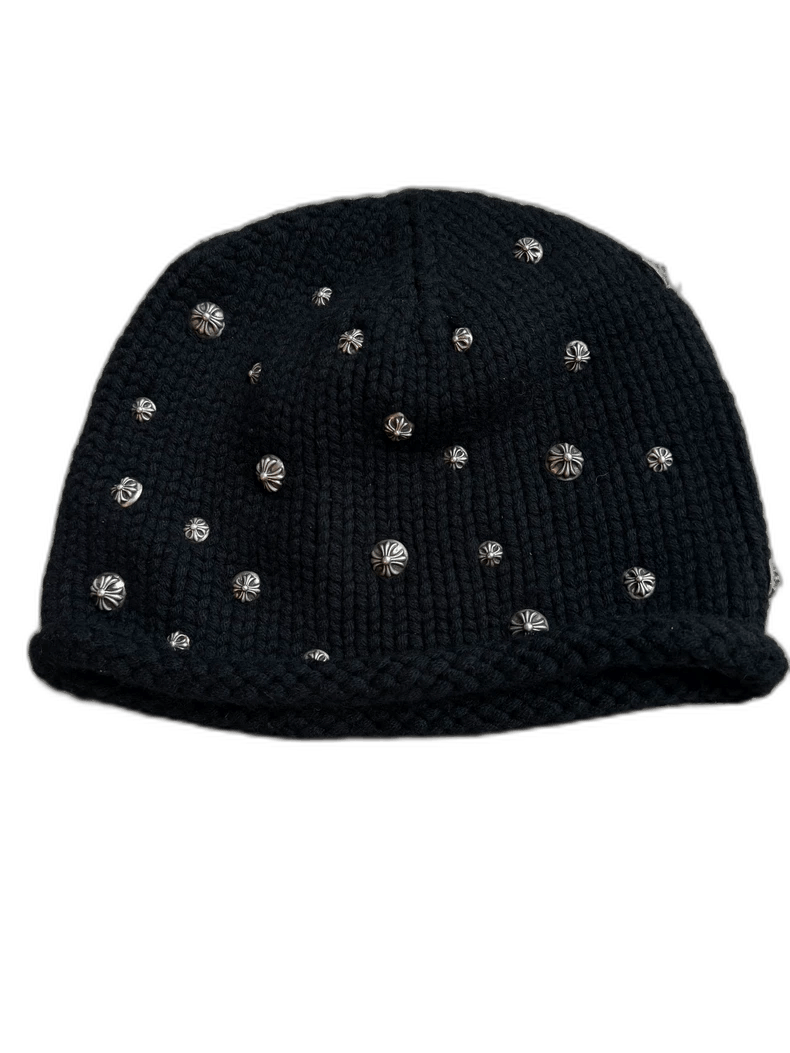 Chrome Hearts Chrome Hearts Black Silver Cross Beanie Hat Size ONE SIZE - 1 Thumbnail