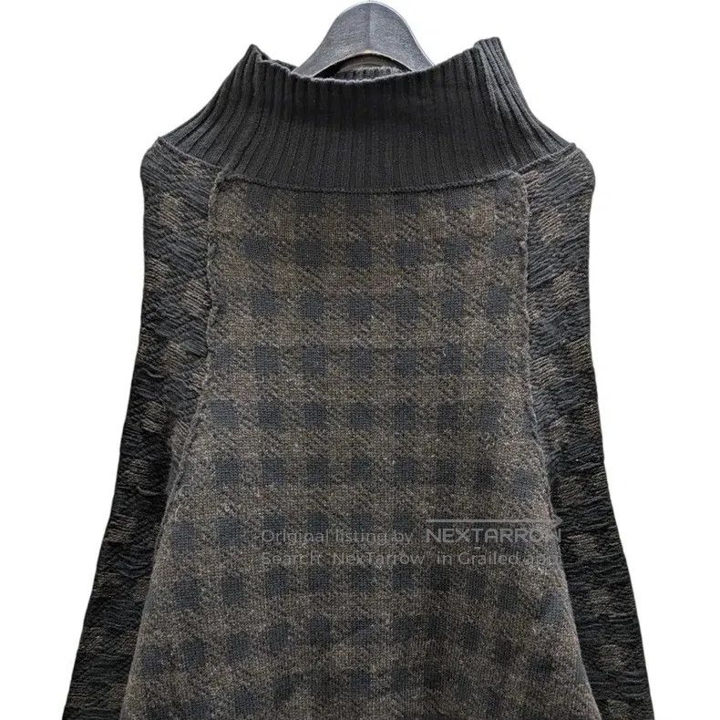 Yohji Yamamoto Yohji Yamamoto Plaid turtleneck fringed knit sweater Size XS / US 0-2 / IT 36-38 - 4 Thumbnail