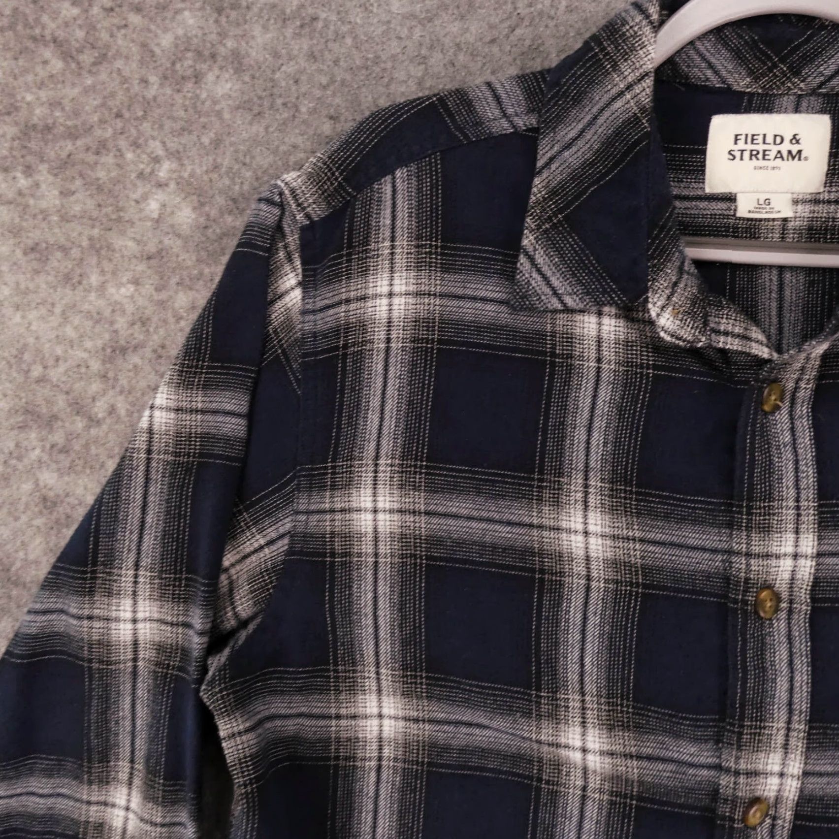 Vintage Field & Stream Shirt Mens Large Long Sleeve Button Up Navy Plaid Size US L / EU 52-54 / 3 - 3 Thumbnail