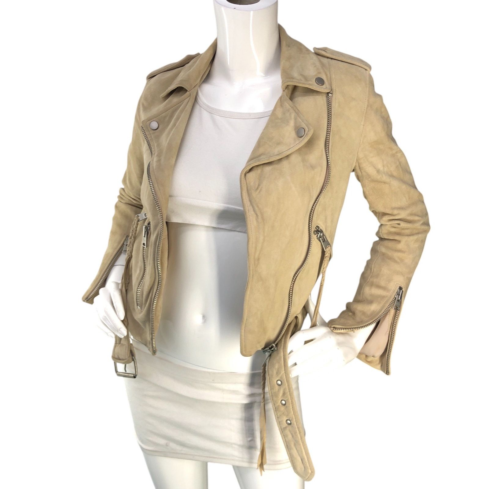 Allsaints Allsaints Size 2 Jacket Moto Plait Balfern Biker Goat Suede Size XS / US 0-2 / IT 36-38 - 1 Thumbnail