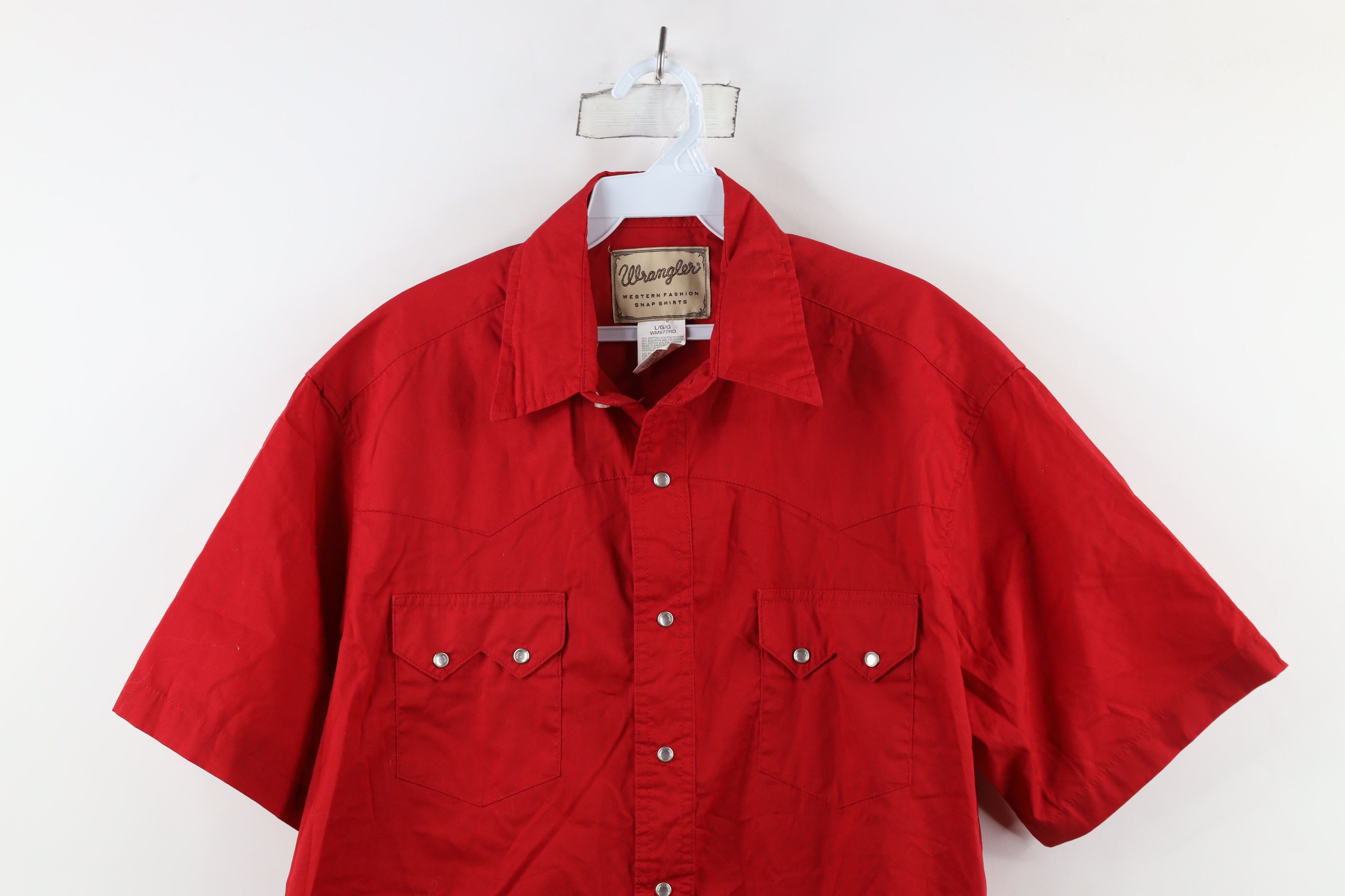 Vintage × Wrangler Vintage 90s Wrangler Western Short Sleeve Snap Button Shirt Size US L / EU 52-54 / 3 - 2 Thumbnail