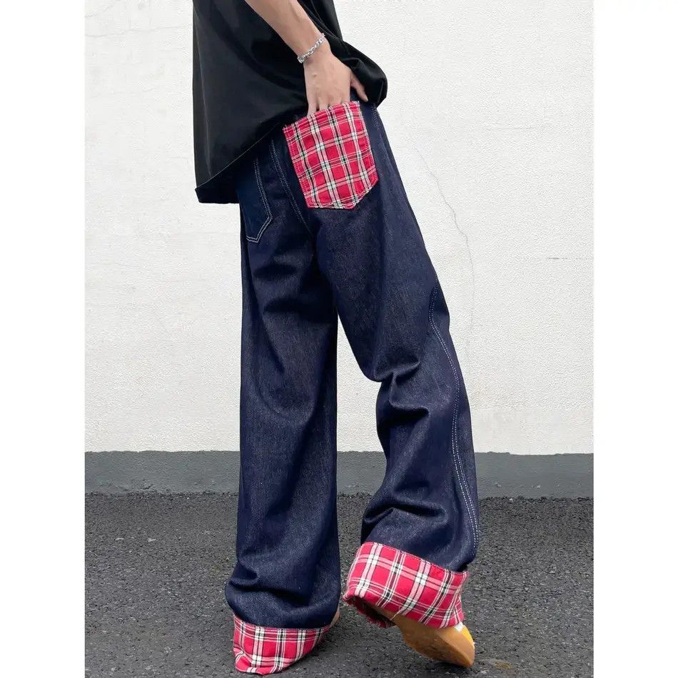 Japanese Brand Retro loose wide leg patchwork jeans Size US 32 / EU 48 - 1 Thumbnail