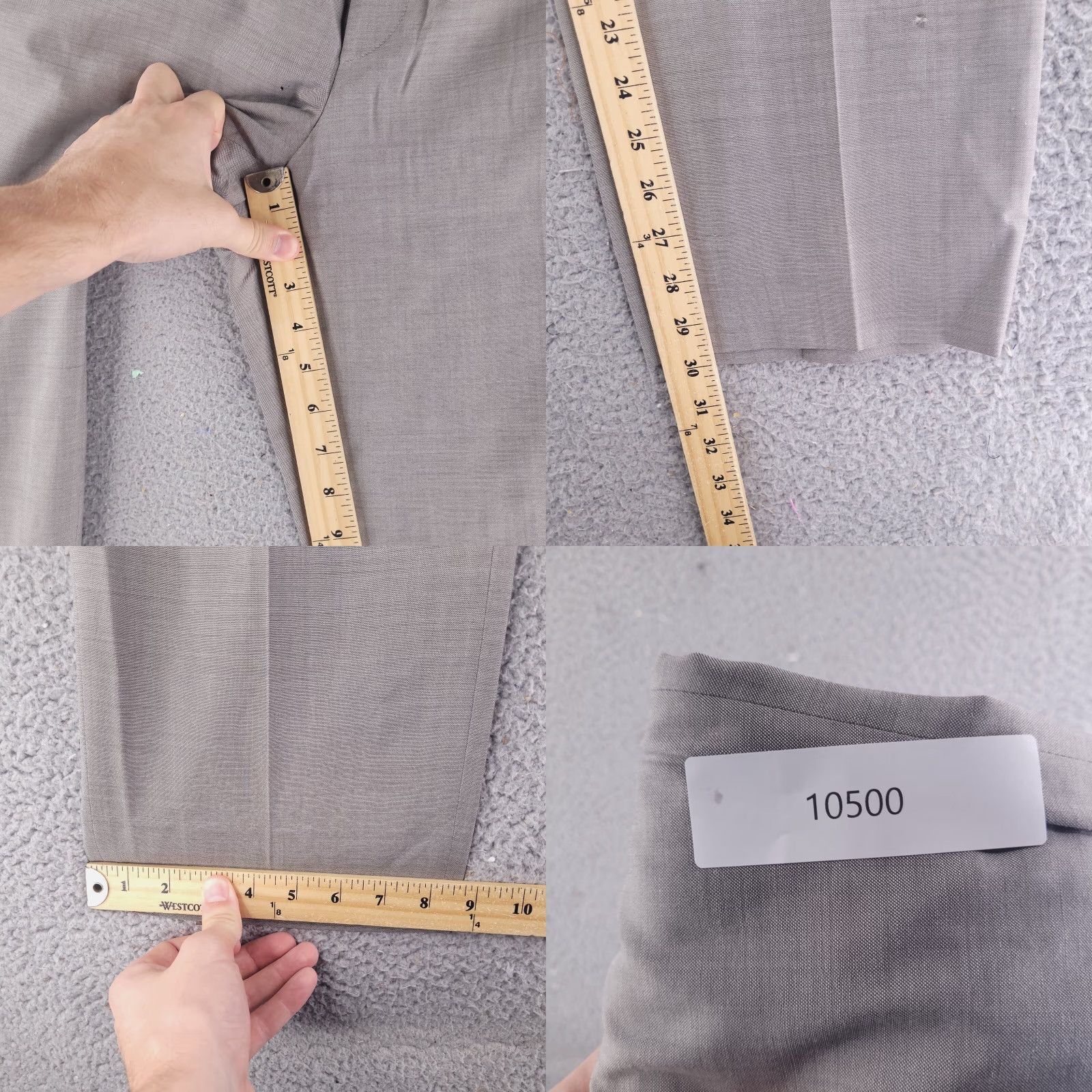 Vintage Hugo Boss Pants Mens 36x30 Gray 100% Virgin Wool Straight Flat Front Dress Pants 30 in Mens Size US 36 / EU 52 - 9 Thumbnail