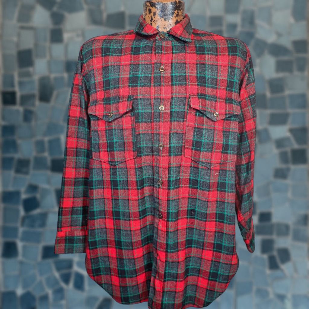 Pendleton Vintage Pendleton Guide Shirt Men Large 70s Plaid Wool All Seasons Fall Spring Summer Winter Red Black Green Size US M / EU 48-50 / 2 - 1 Thumbnail