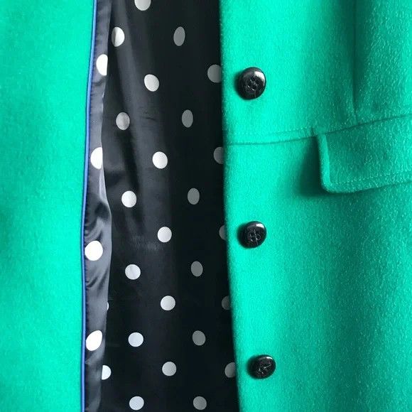 Talbots Emerald Green Coat with Polka Dot Lining and Collar Size XS / US 0-2 / IT 36-38 - 4 Thumbnail