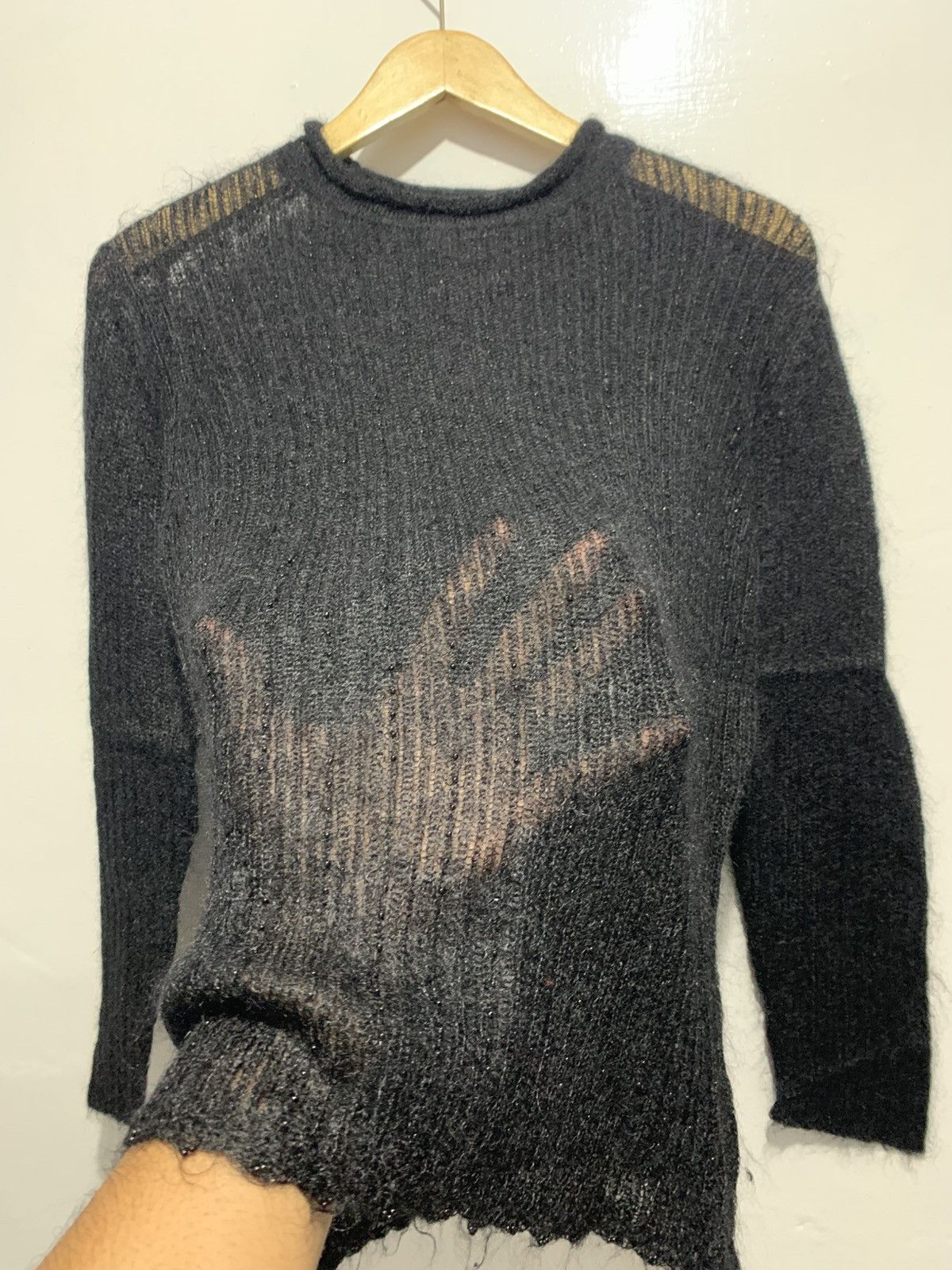Japanese Brand TOUS LES DEUX Mohair Japenese Grungge Sheer Long Sleeve Size US M / EU 48-50 / 2 - 2 Thumbnail