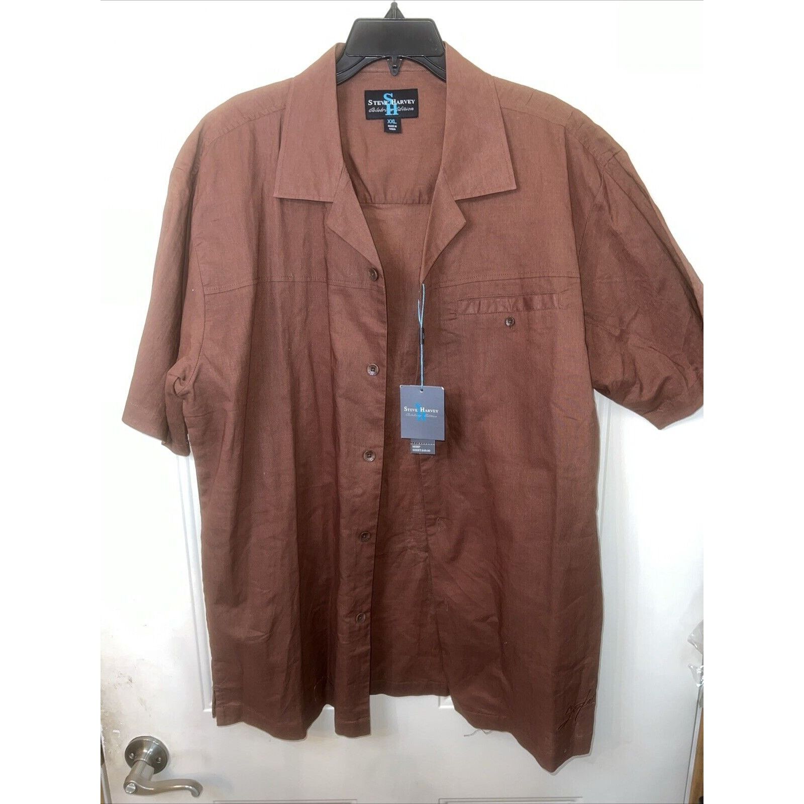 Other Steve Harvey Shirt Men’s 2XL Brown Short Sleeve Button Up Size US XXL / EU 58 / 5 - 2 Thumbnail
