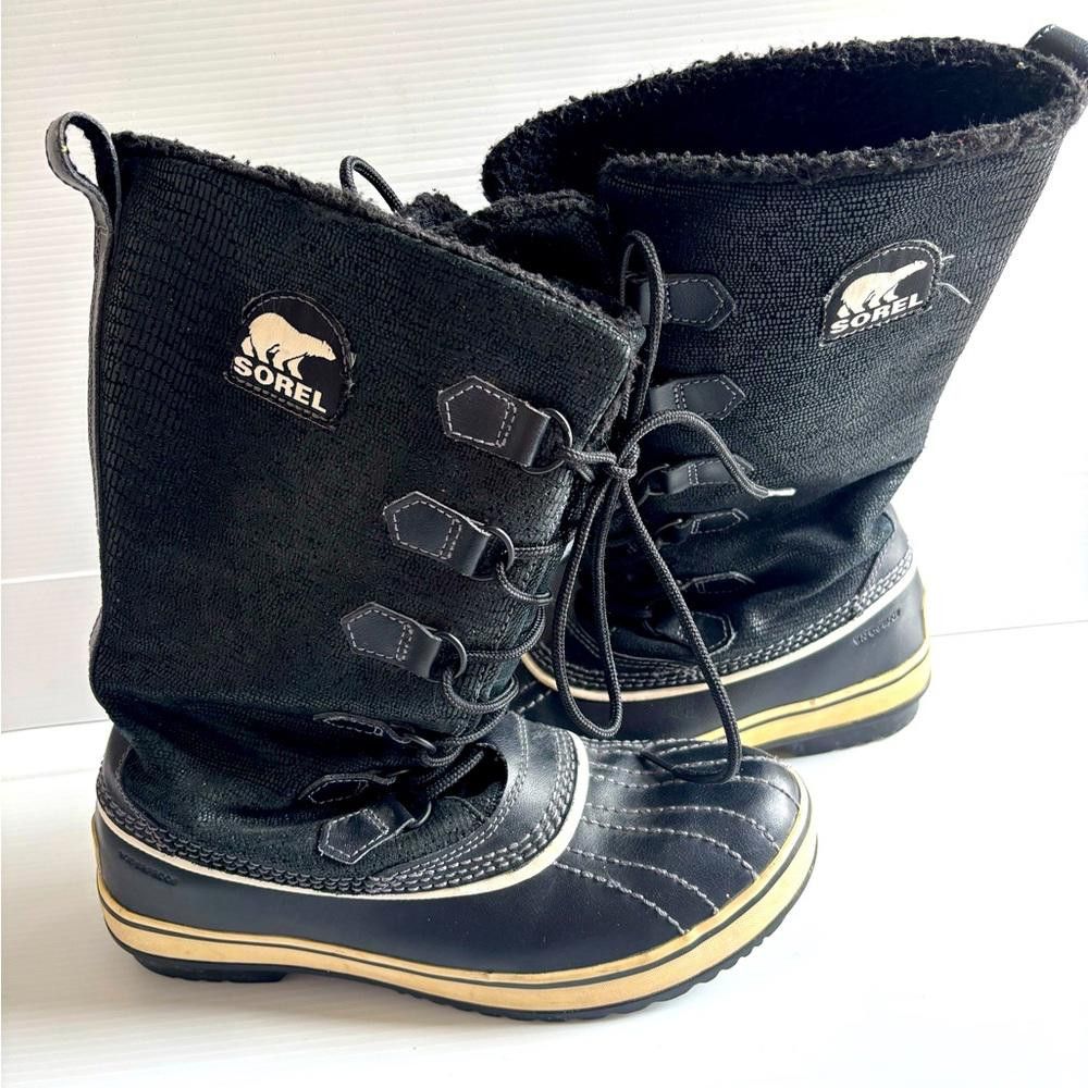 SOREL Sorel Tivoli NL1907 Mid Calf Black Suede Snow Winter Boots Size US 8 / IT 38 - 1 Thumbnail
