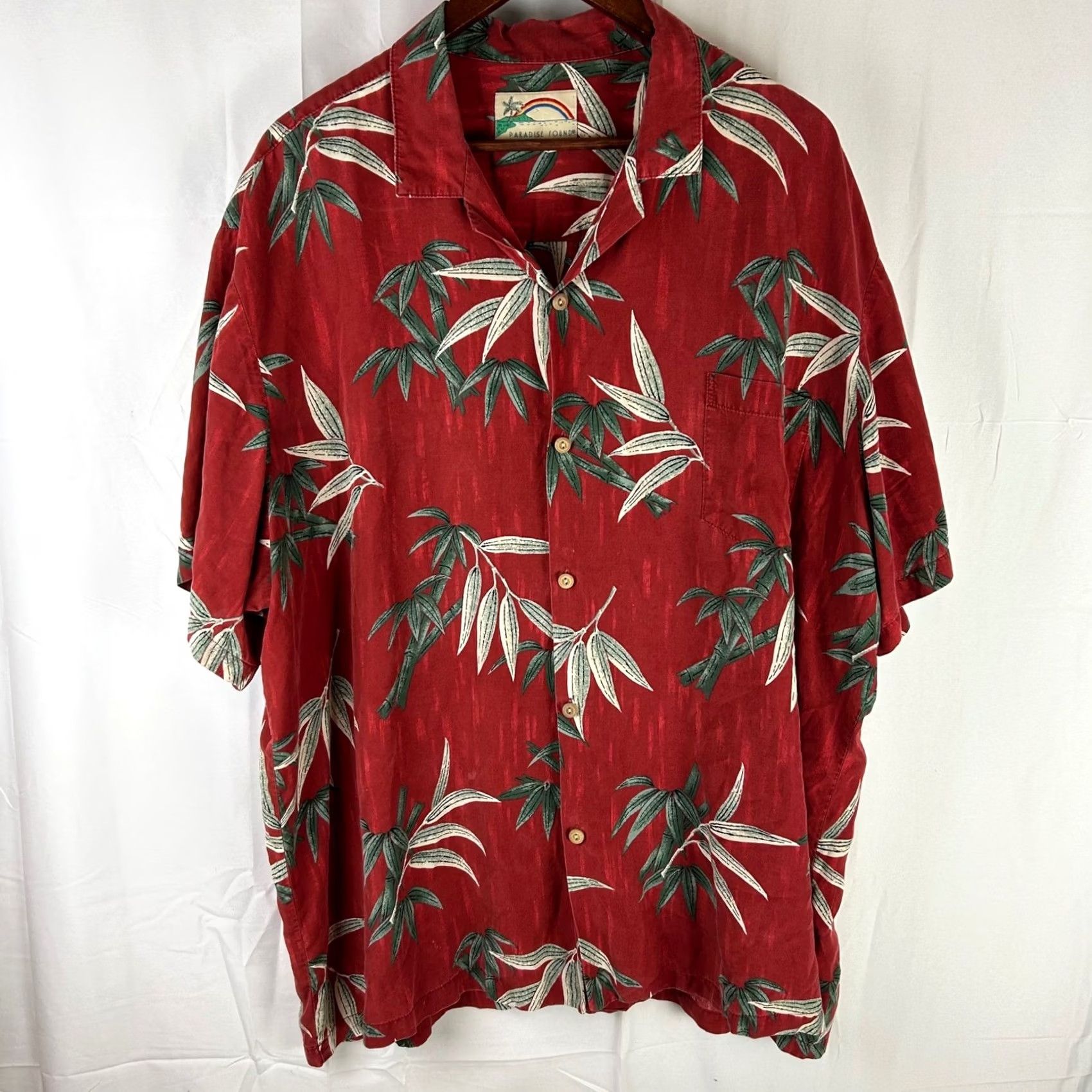 Paradise Found Paradise Found Hawaiian Shirt Mens 3XL Red Bamboo Leaf Print Button-Down Aloha Vintage Relaxed Casual Summer Size US XXL / EU 58 / 5 - 2 Thumbnail