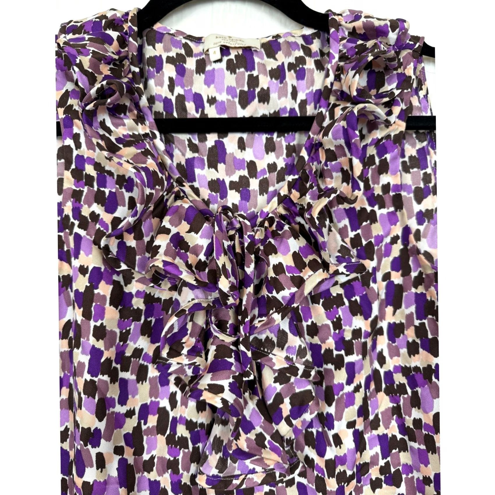 Vintage Kate Spade Purple Silk Blouse Ruffle Sleeveless Size 4 Women Office Work 25" 18" Chest Size S / US 4 / IT 40 - 3 Thumbnail