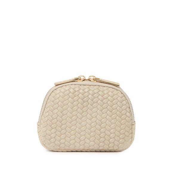 Persaman New York Marianna Woven Beige Leather Mini Clutch