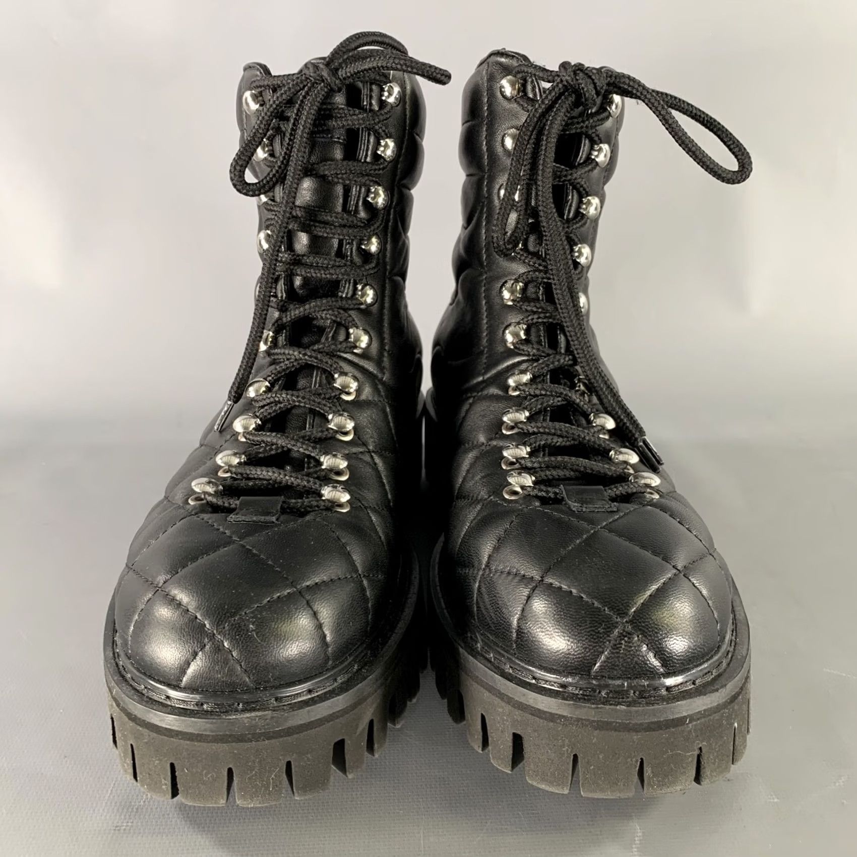 John Galliano JOHN GALLIANO Size 10 Black Quilted Leather Hike Boots Mens Boots Size US 10 / EU 43 - 4 Thumbnail