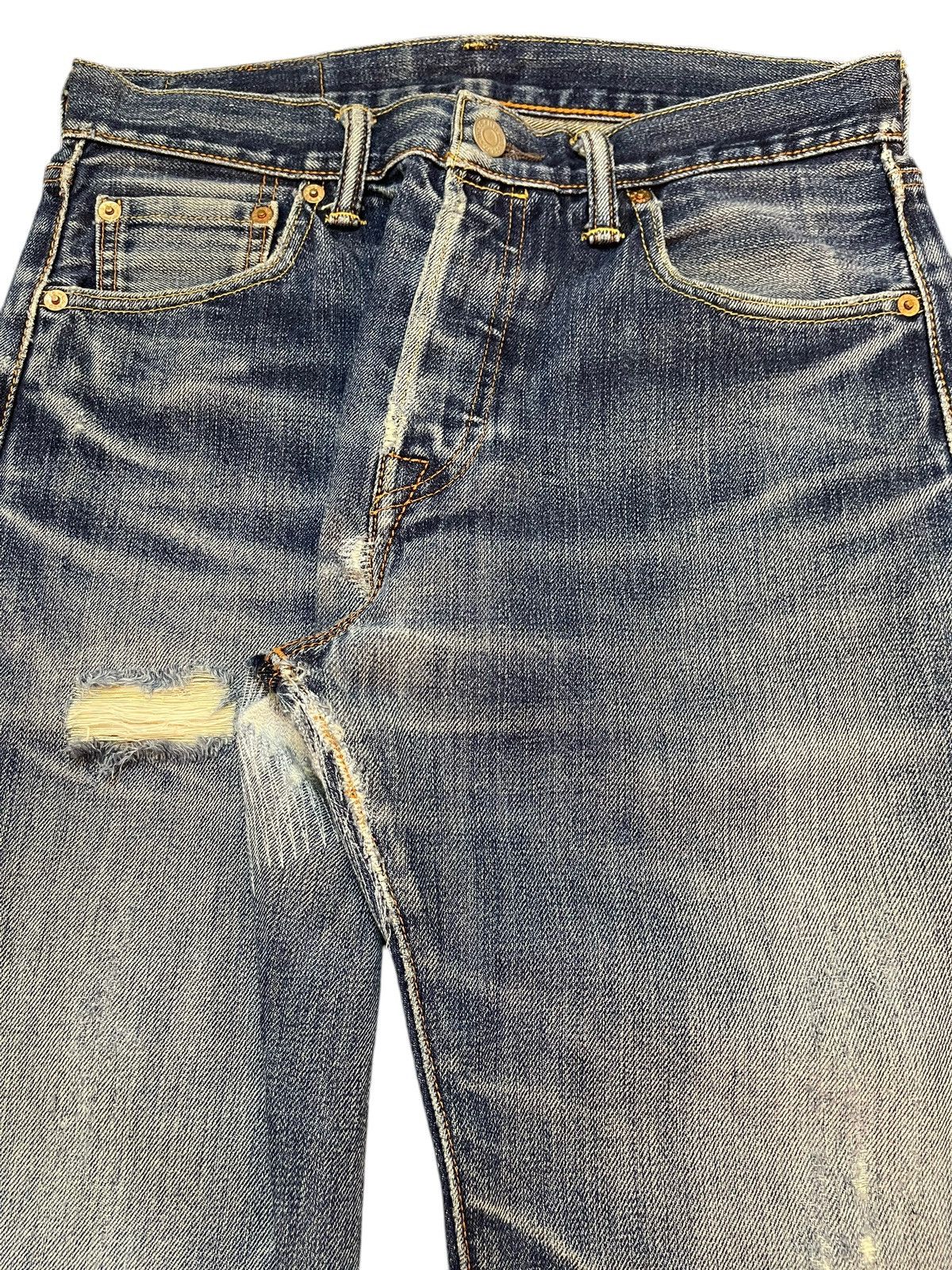 Levi's Vintage Levis 501 Blue Faded Wash Distress Style Loose Jeans Size US 29 - 4 Thumbnail