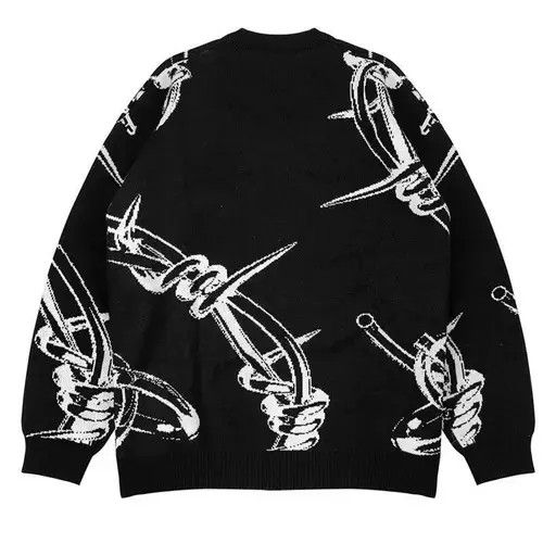 Japanese Brand Street Apparel Knitted Sweater Gothic Skull Size ONE SIZE - 7 Thumbnail