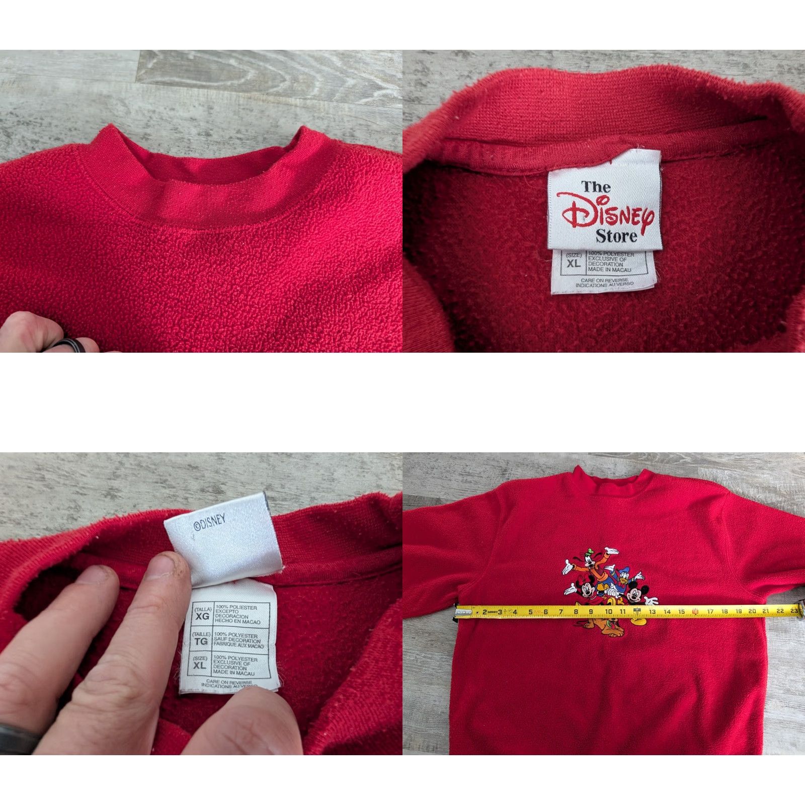 Disney VINTAGE Disney Sweatshirt Mickey Mouse Embroidered Fleece XL Red 90s Disney Store Unisex Adults Boy/Girl Shirts? Size US XL / EU 56 / 4 - 8 Thumbnail