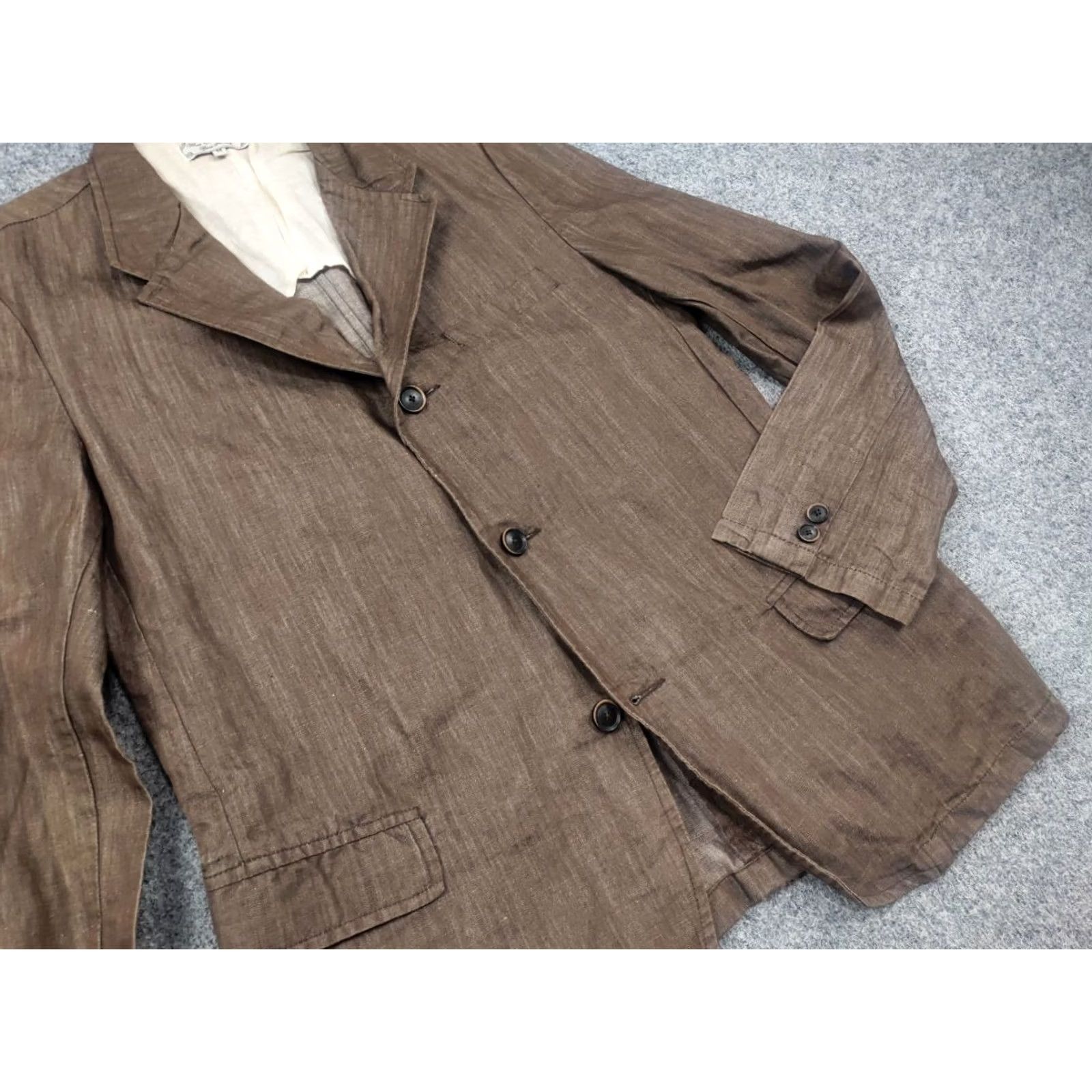 What Goes Around Comes Around What Comes Around goes around Design Casual Beige Linen Blend Pocket Sport Blazer Jacket Mens M Beige Linen Blend Blazer Size 40R - 4 Thumbnail