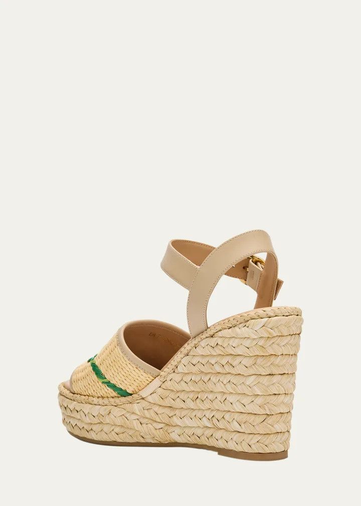 Valentino os11x0126 Bribri Raffia Flower Wedge Espadrille Sandals Size US 7 / IT 37 - 2 Thumbnail