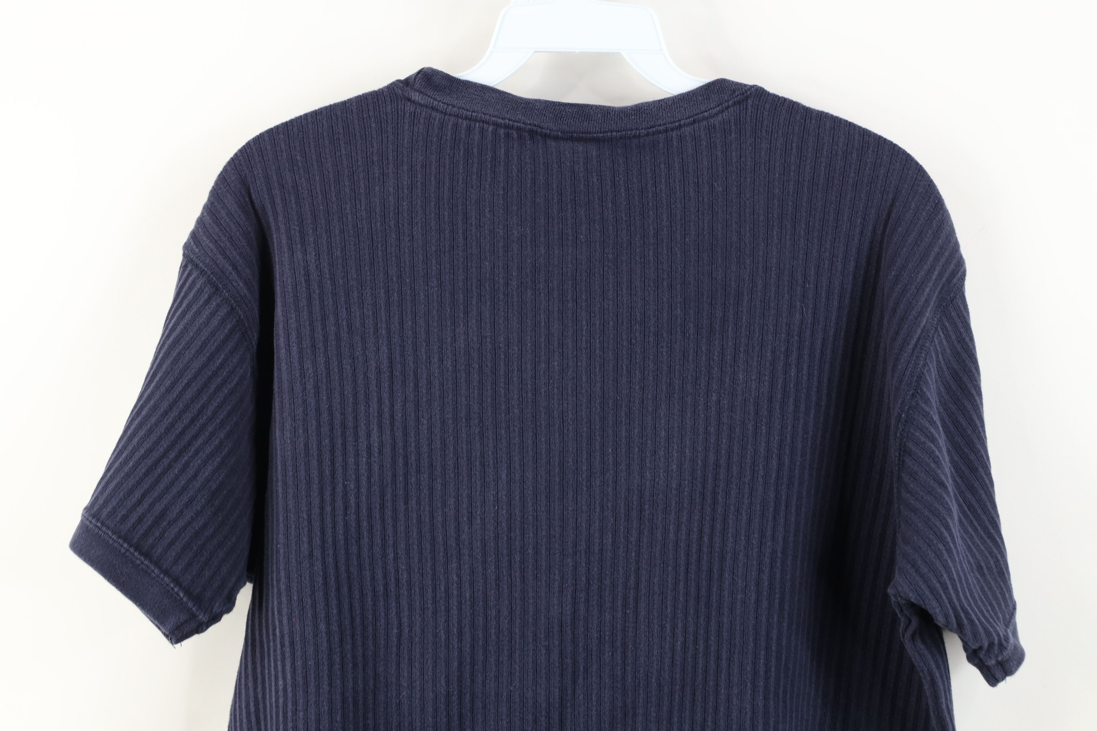 Vintage Vintage 90s Y2K Streetwear Cotton Ribbed Knit T-Shirt Blue Size US L / EU 52-54 / 3 - 11 Thumbnail