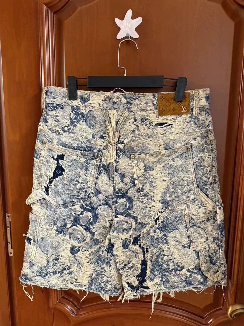 Louis Vuitton lv distressed floral denim shorts-2507 Size US 30 / EU 46 - 2 Thumbnail