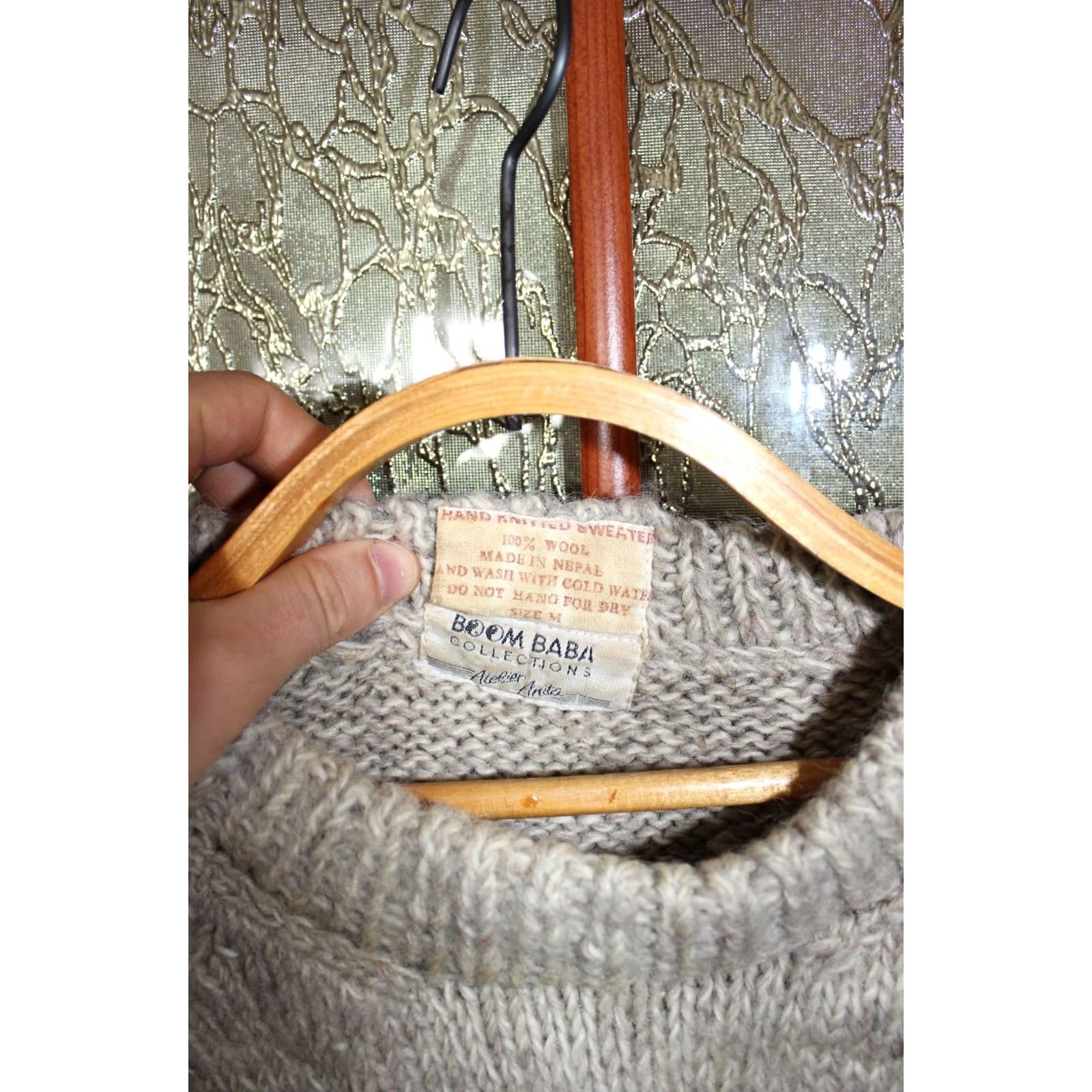 Vintage VINTAGE Boom Baba Collections Hand Knitted Sweater 100% Wool - size M/L Brown Womens Men? Size M / US 6-8 / IT 42-44 - 3 Thumbnail