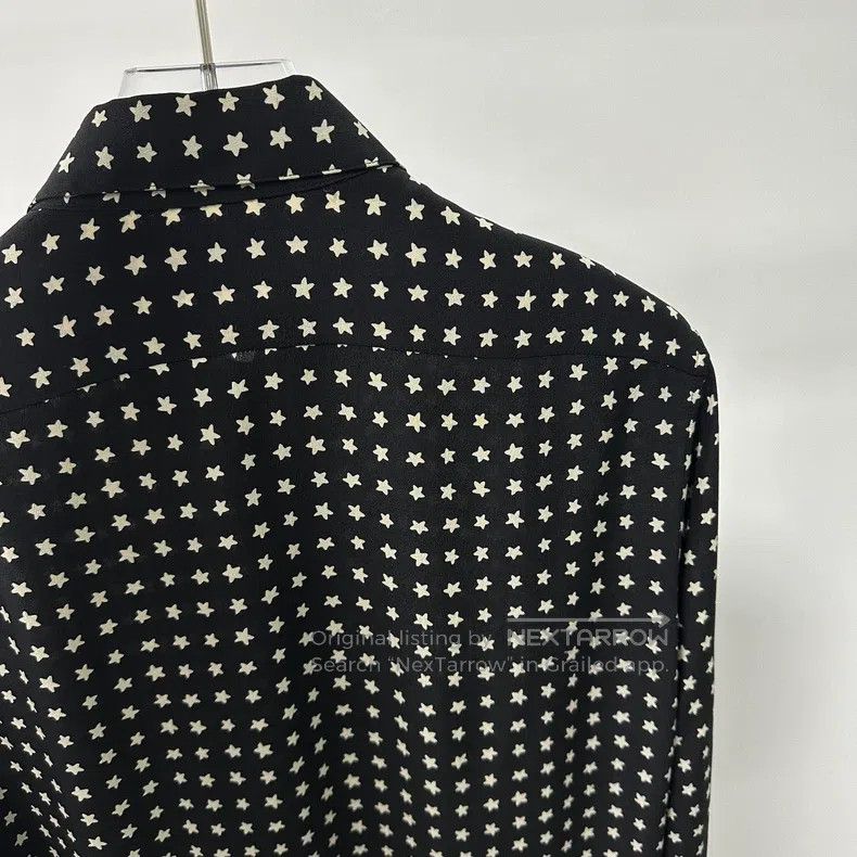 Saint Laurent Paris Saint Laurent Paris Black Five-Pointed Star Printed Silk S Size XS / US 0-2 / IT 36-38 - 3 Thumbnail